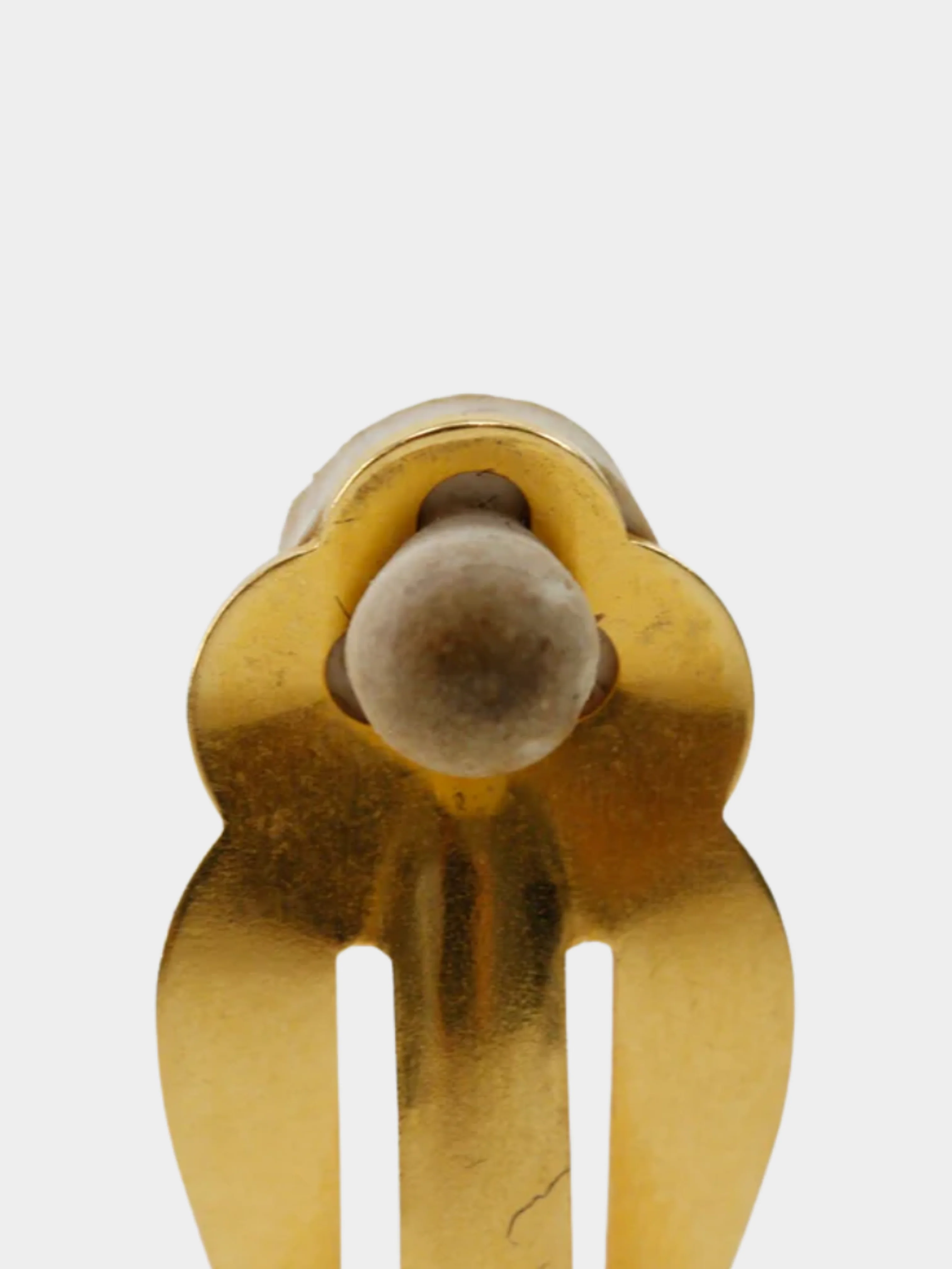 Chanel 1990s Green and Gold Oval CC Earrings - Image 5