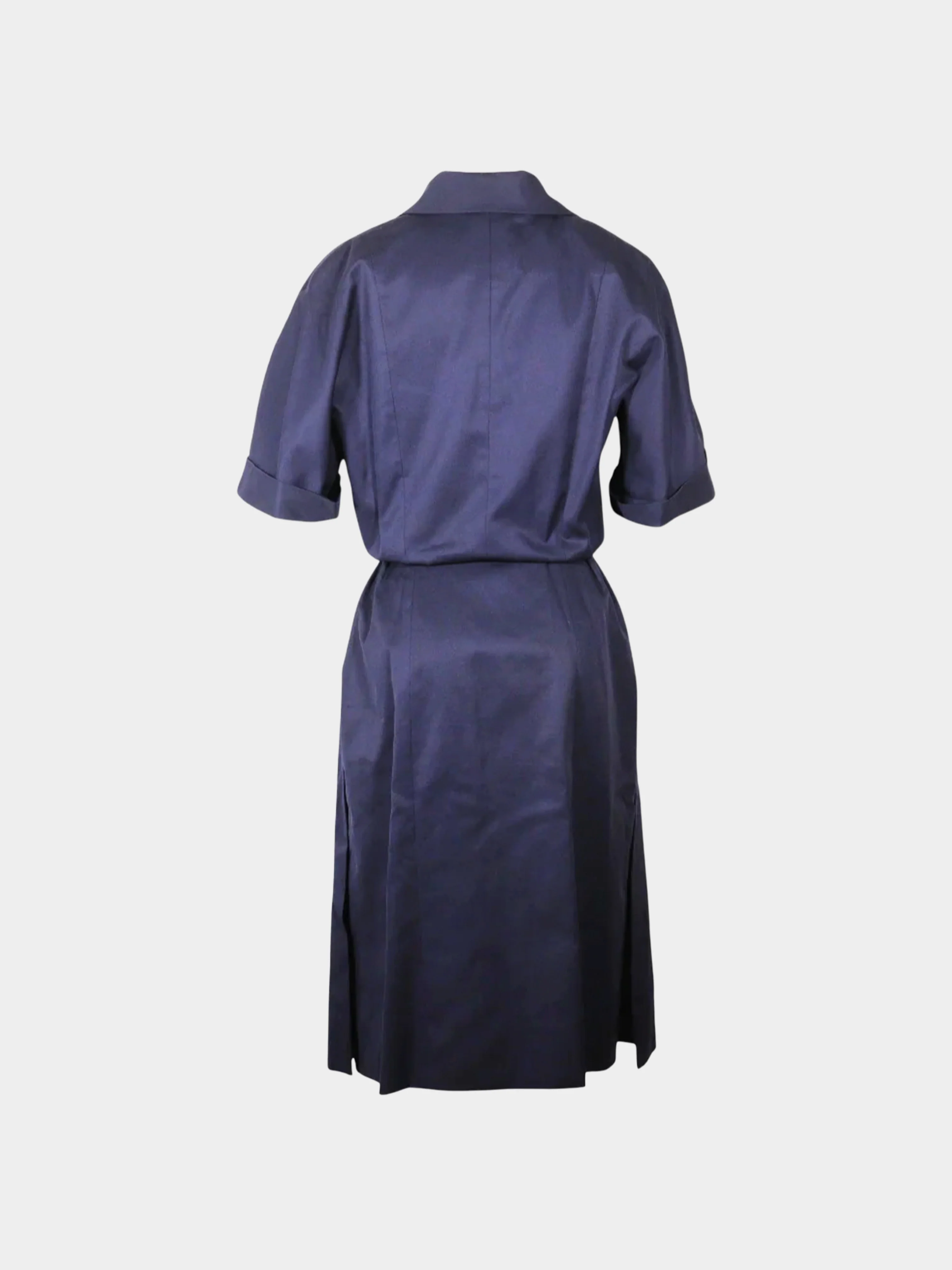 Chanel 1990s Navy Cotton Shirt Dress - Image 2