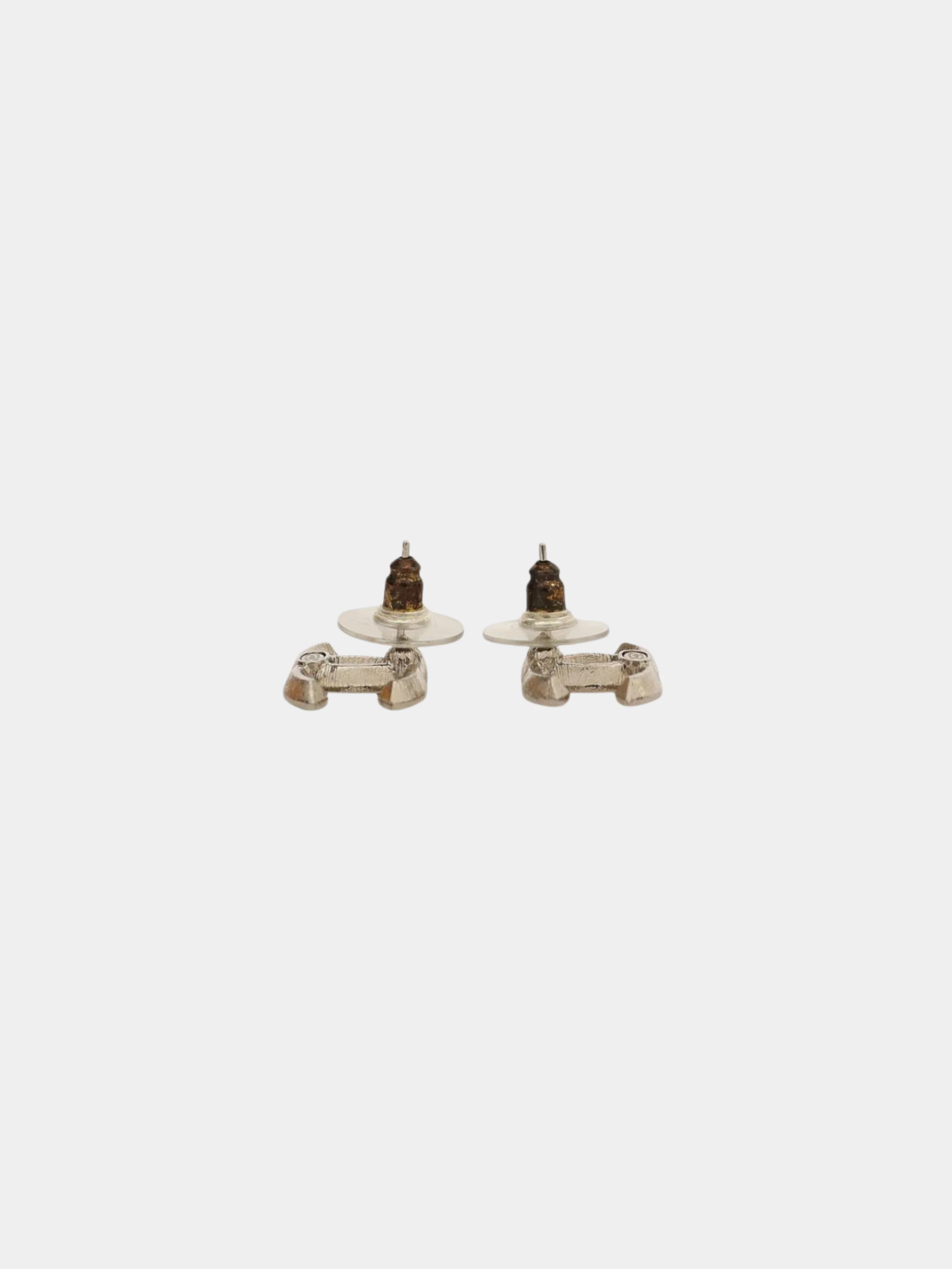 Chanel 1990s Silver COCO Rhinestone Earrings - Image 3