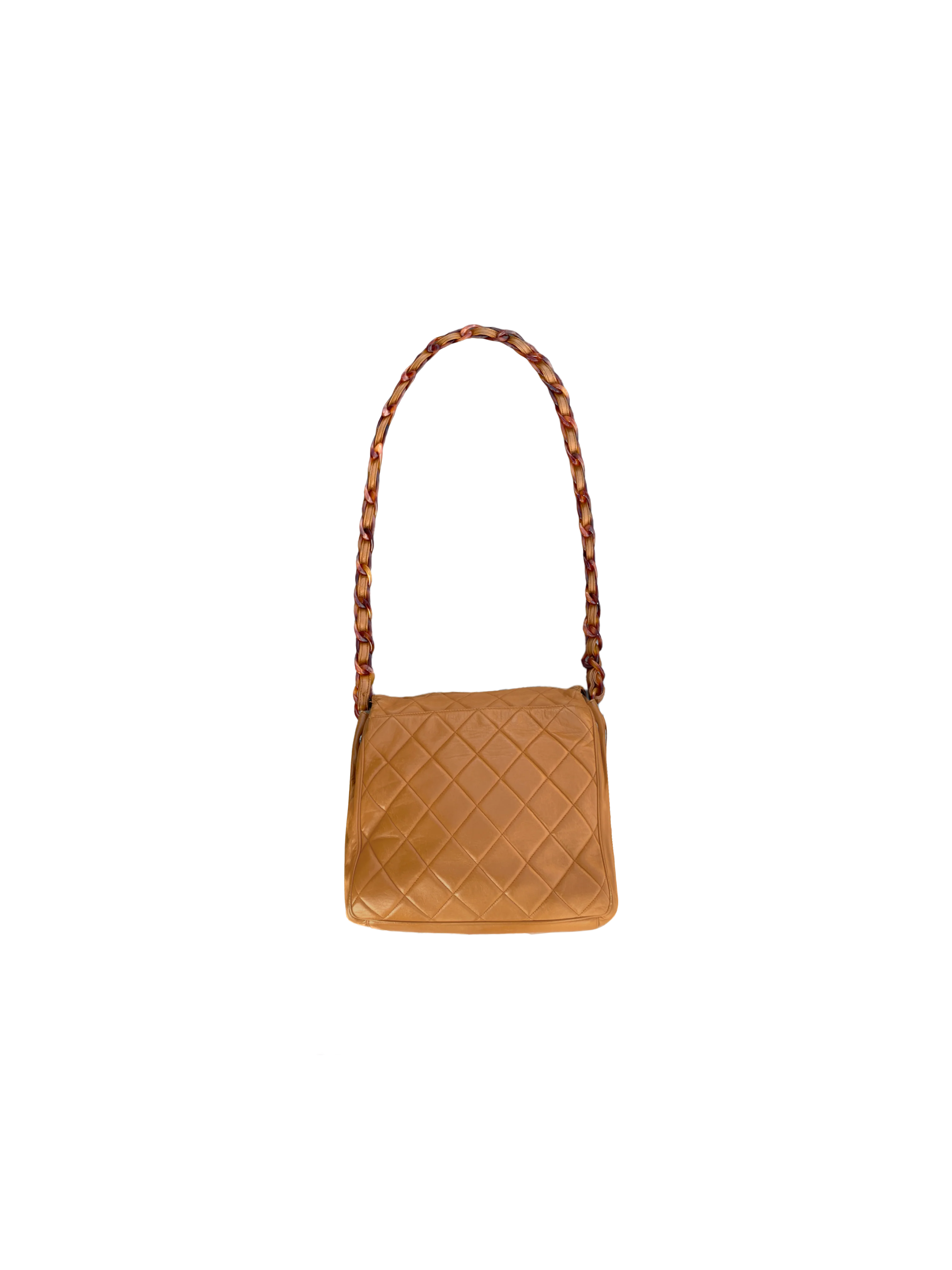 Chanel 1990s Brown Tortoise Logo Flap Bag - Image 2