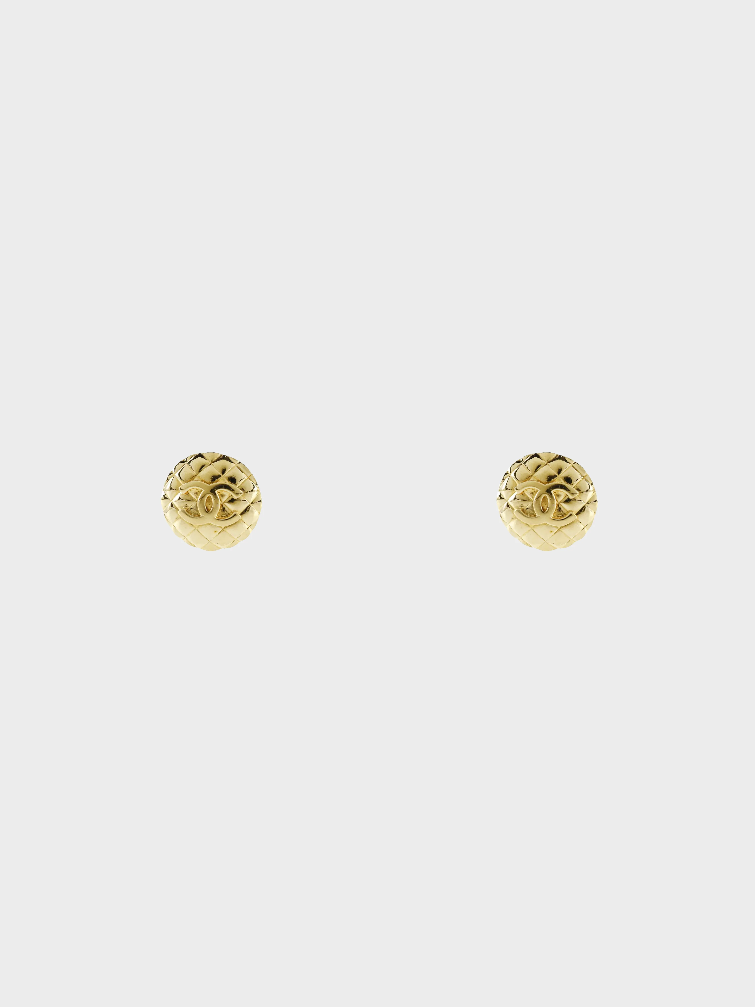 Chanel 1991 Gold Matelasse Coco Mark Clip-On Earrings