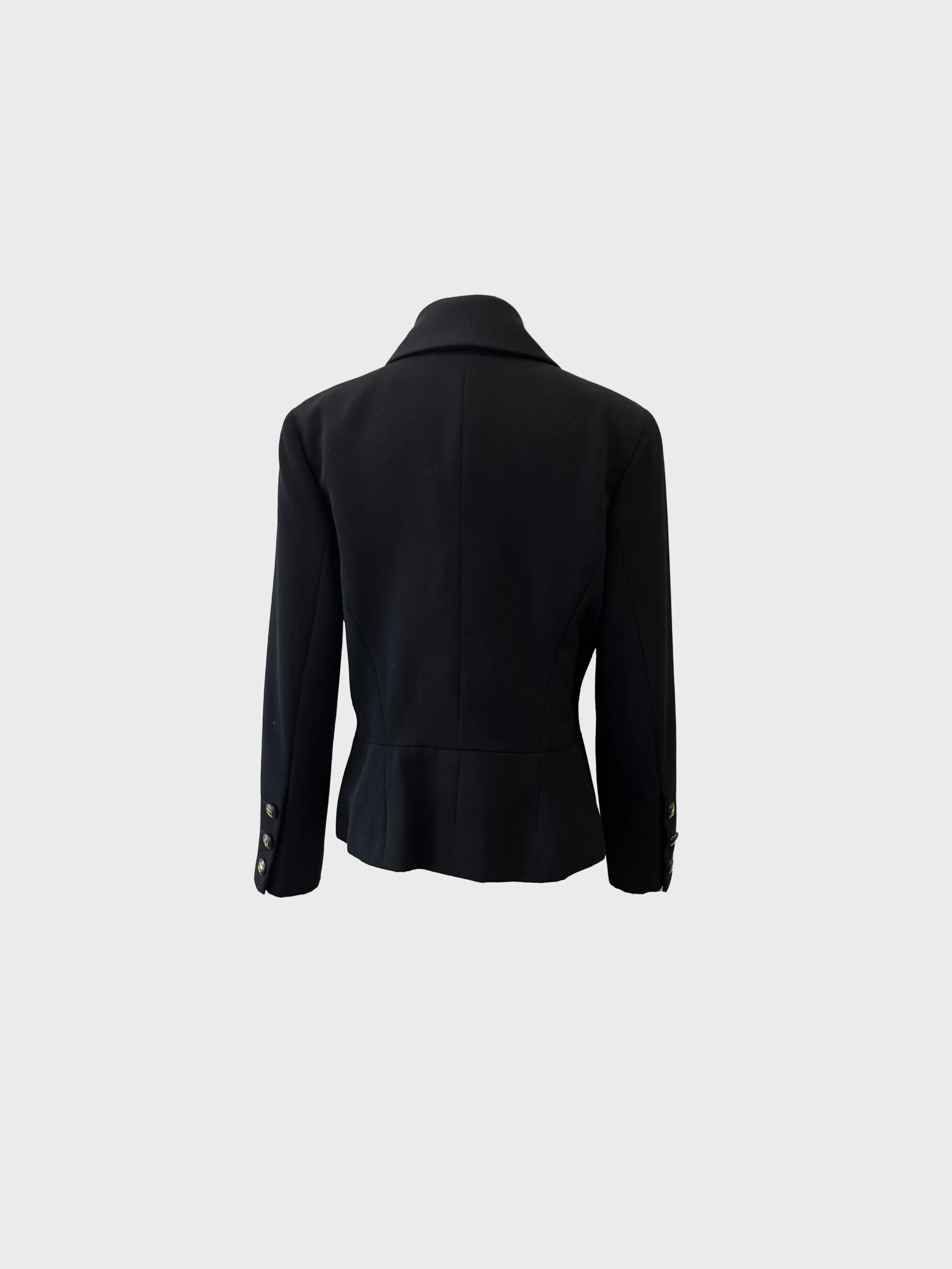 Chanel 1992 Black Wool Double Breasted Belted Jacket - Image 2