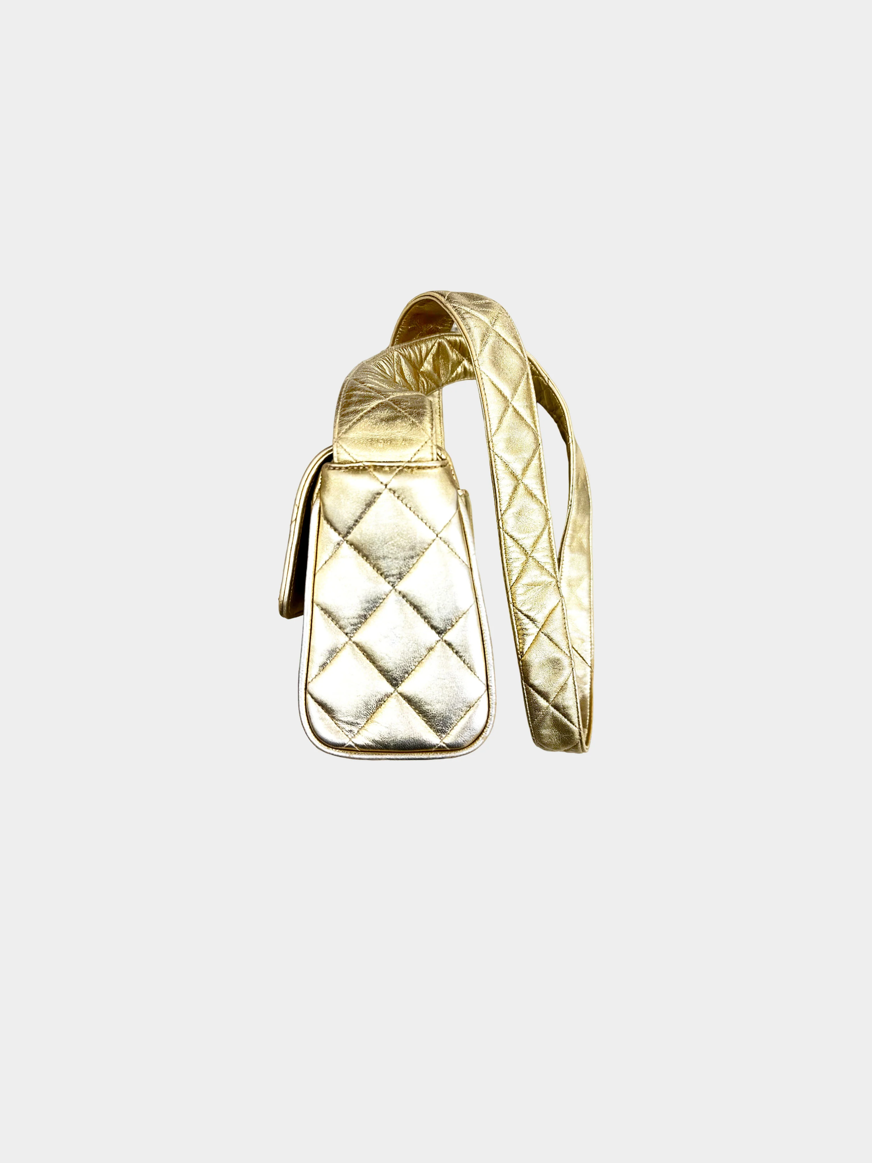 Chanel 1992 Gold Quilted Flap Crossbody Bag - Image 3