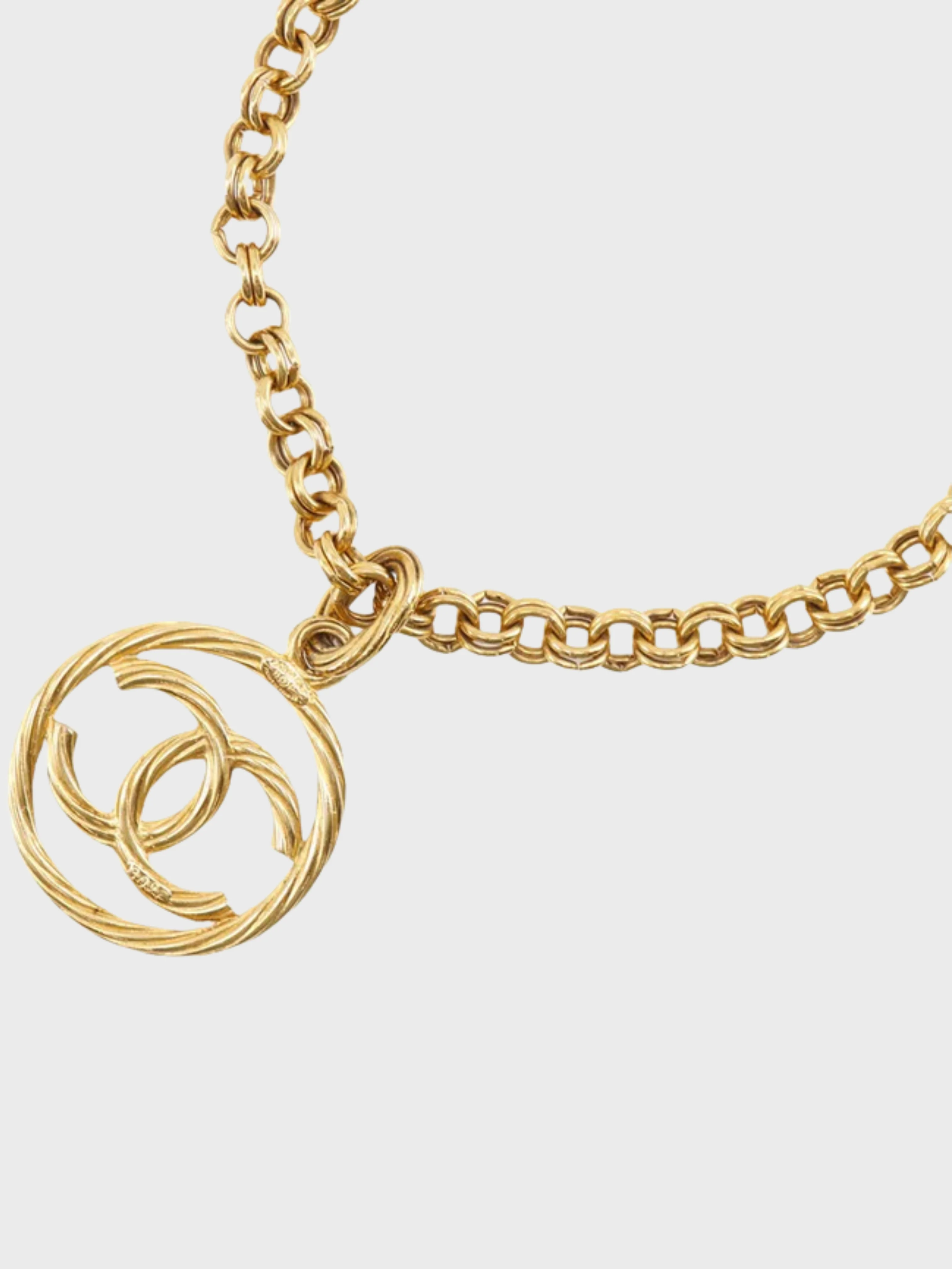 Chanel 1993 Gold Plated Metal Vintage COCO Mark Necklace - Image 2