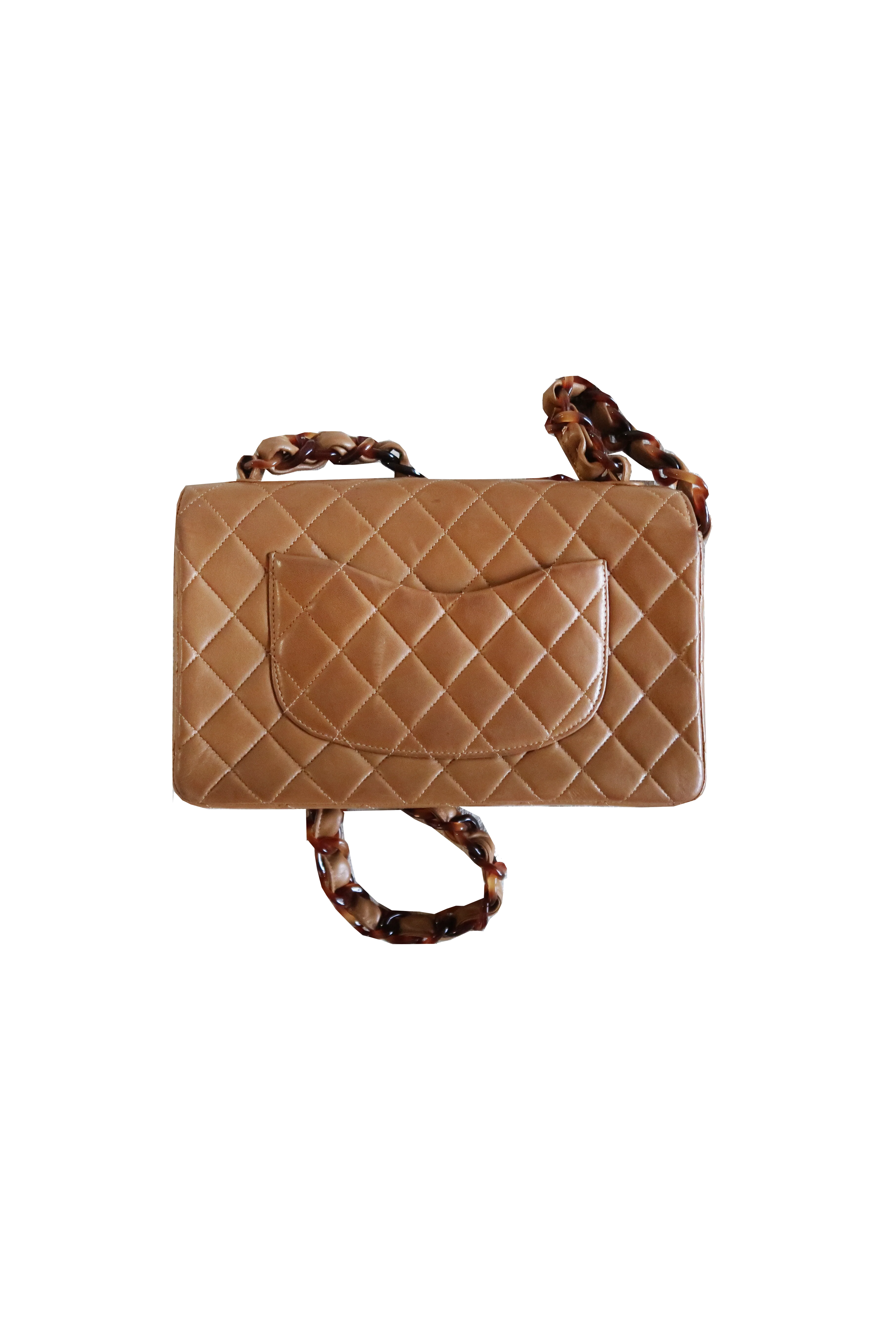 Chanel 1994/1995 Brown Leather CC Resin Flap Bag - Image 2