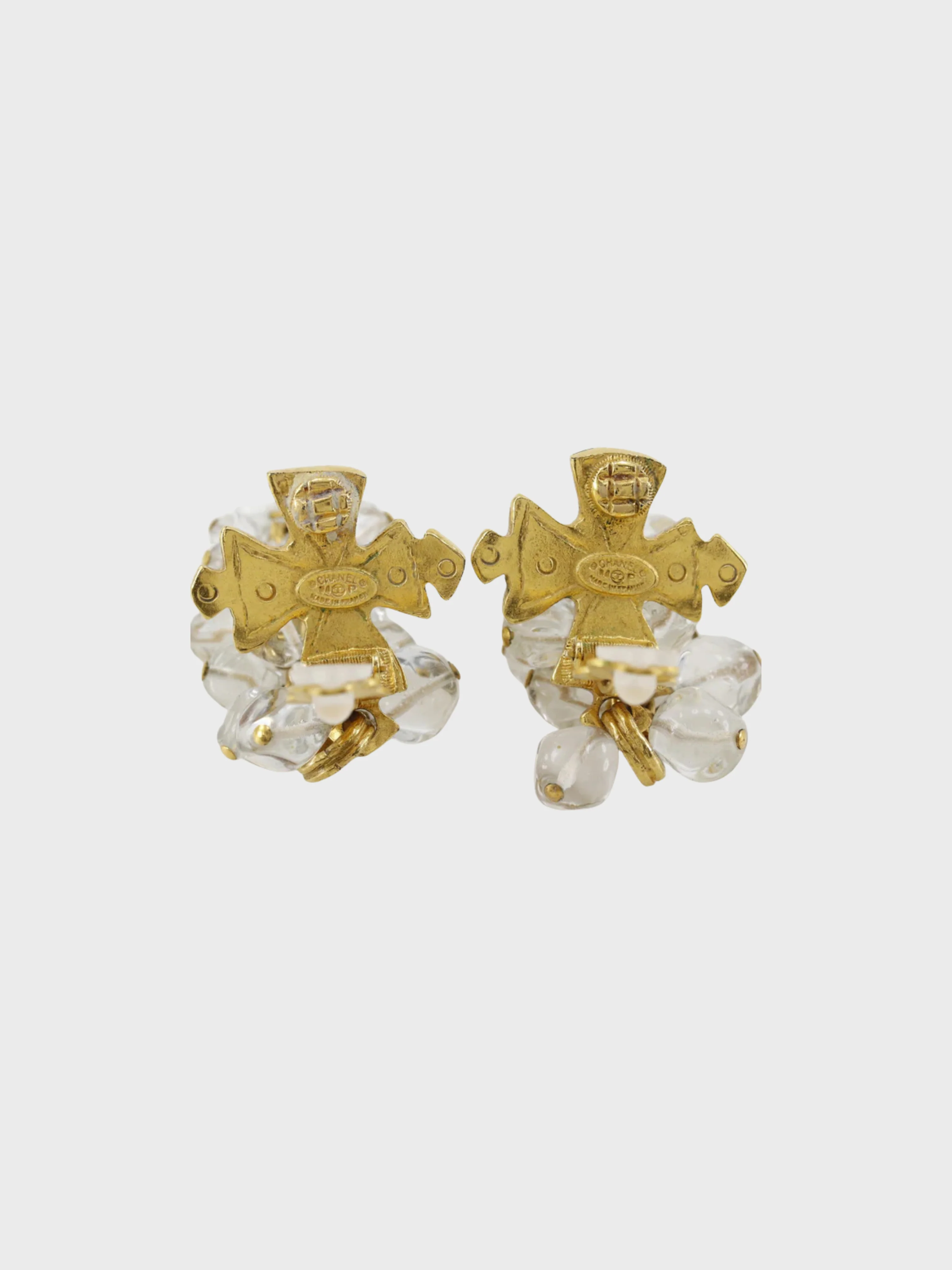 Chanel 1994 Gold Plated Metal Coco Mark Cross Earrings - Image 3