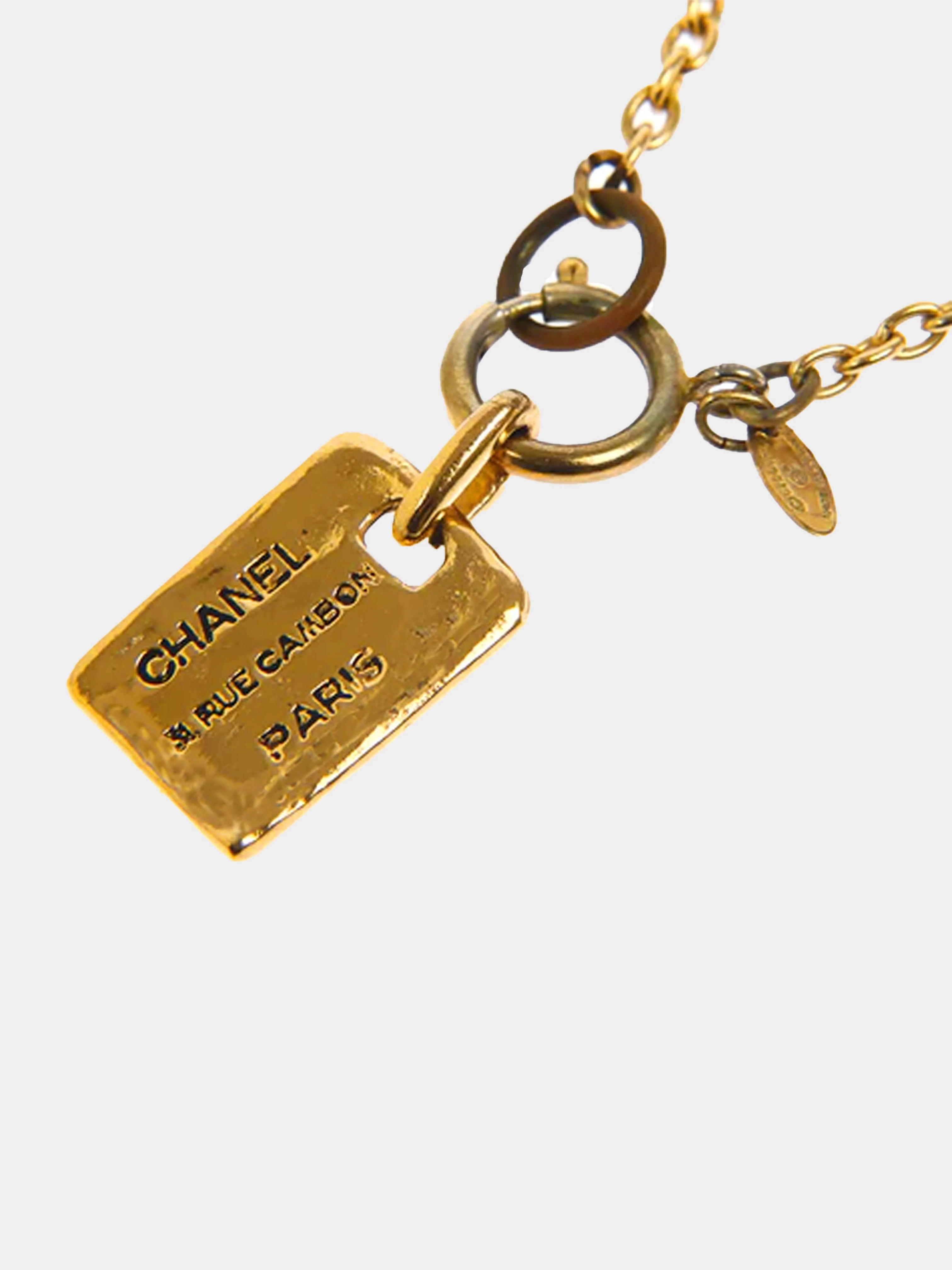 Chanel 1994 Logo Gold Plated Dog Tag Necklace - Image 2
