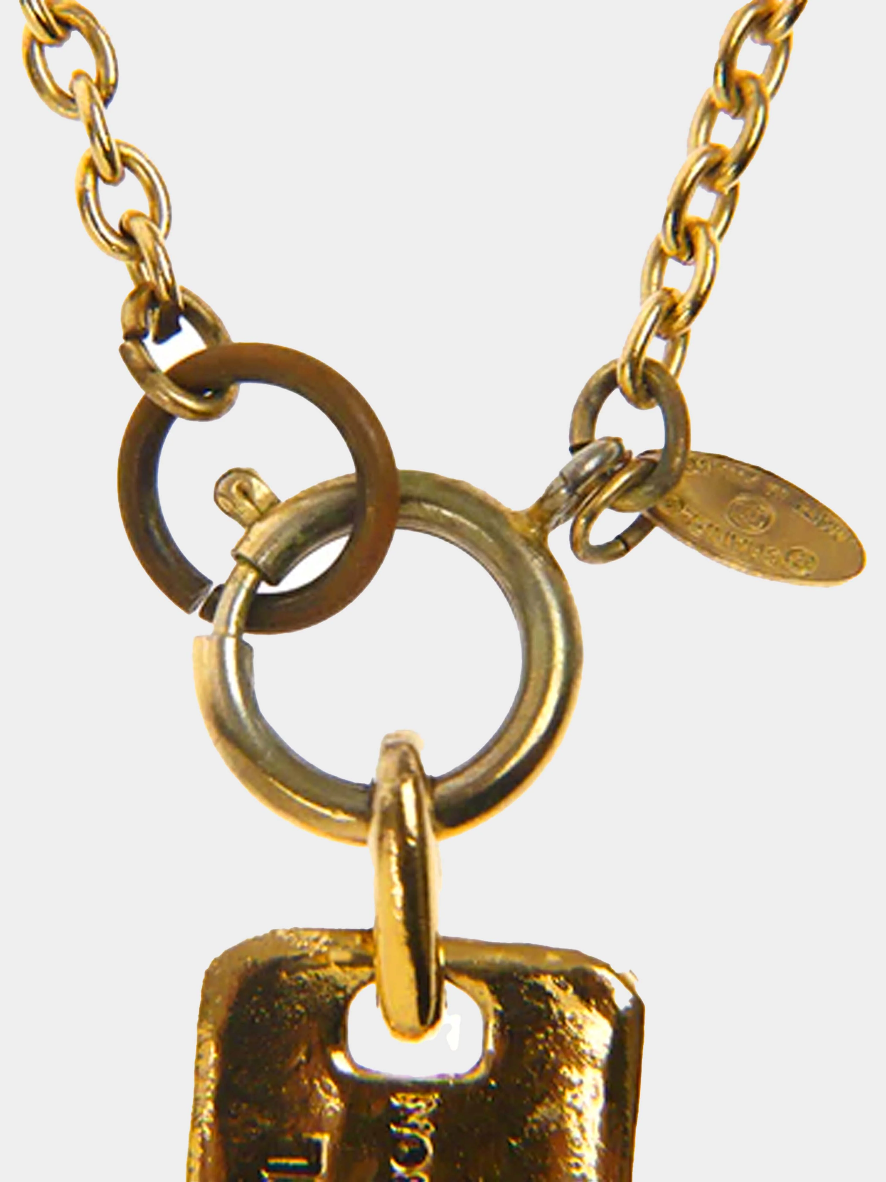 Chanel 1994 Logo Gold Plated Dog Tag Necklace - Image 3
