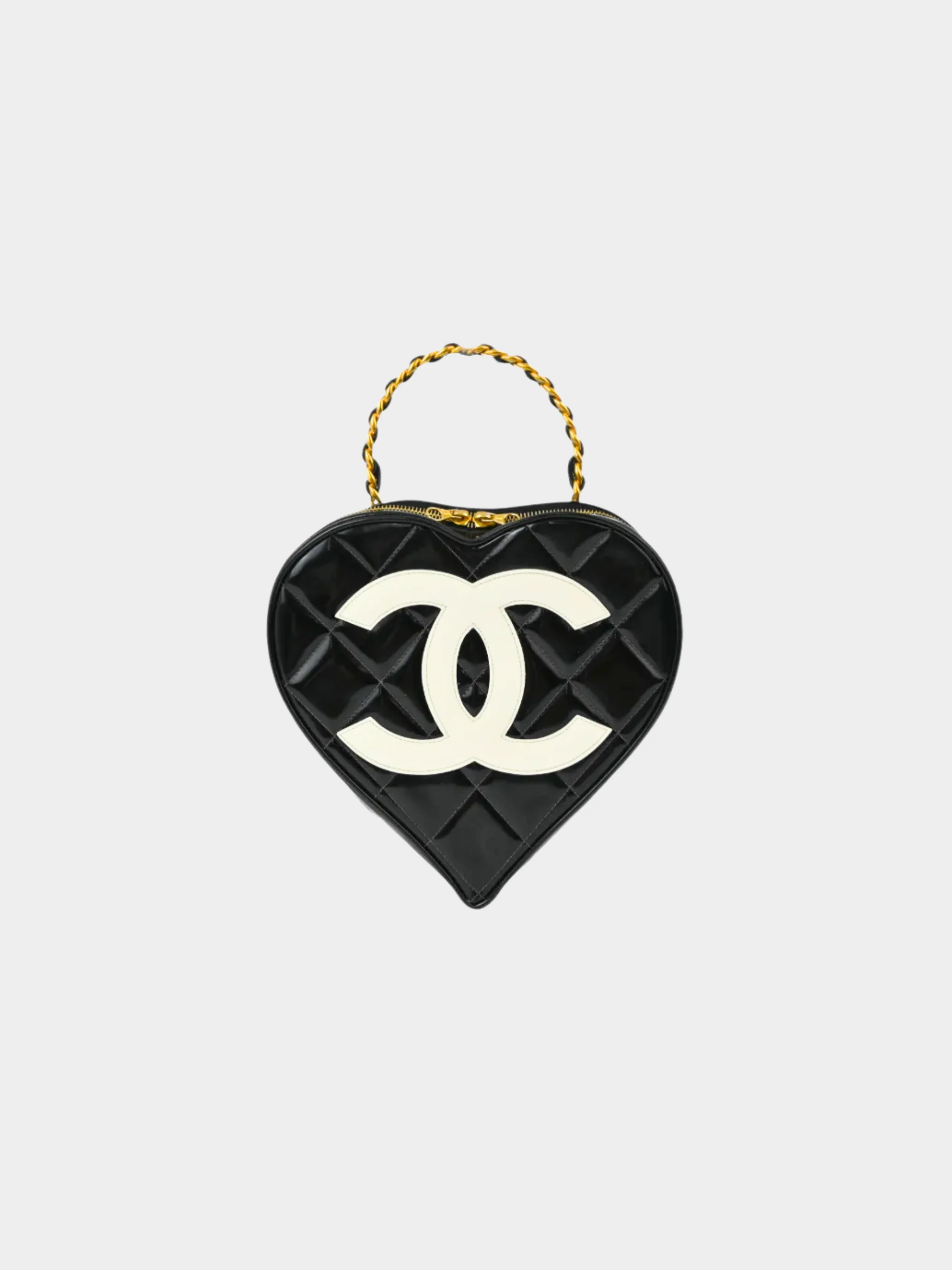 Chanel 1995 Black Heart Vanity Matelasse Coco Handbag