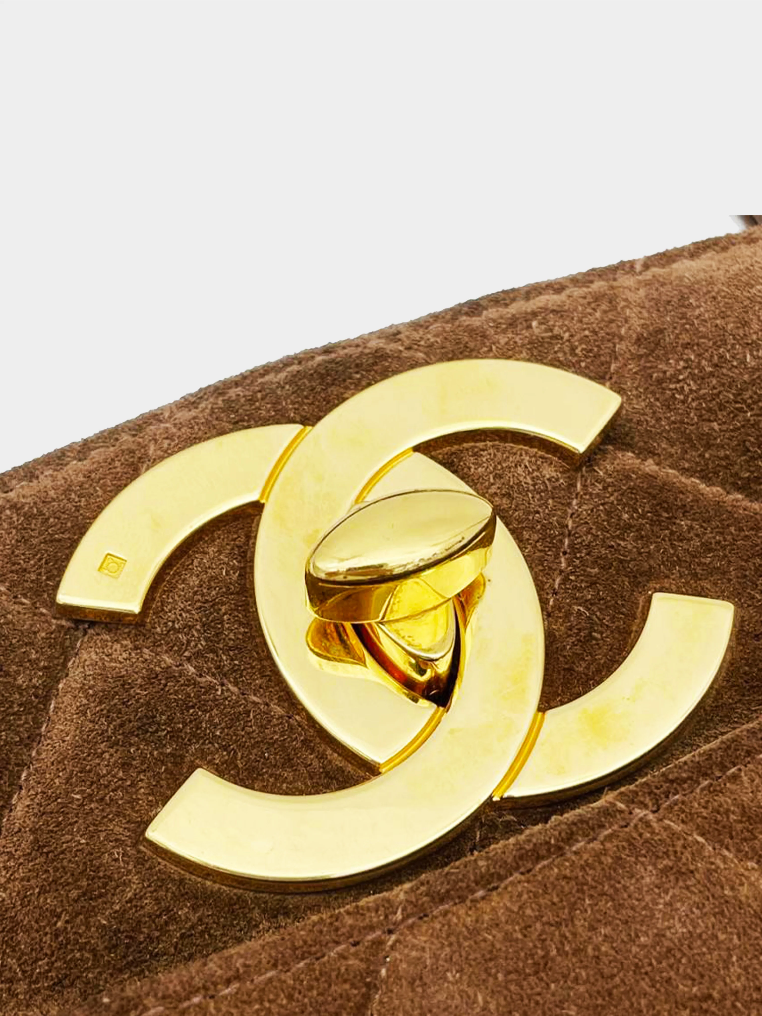 Chanel 1995 Brown Quilted Suede Tote - Image 3