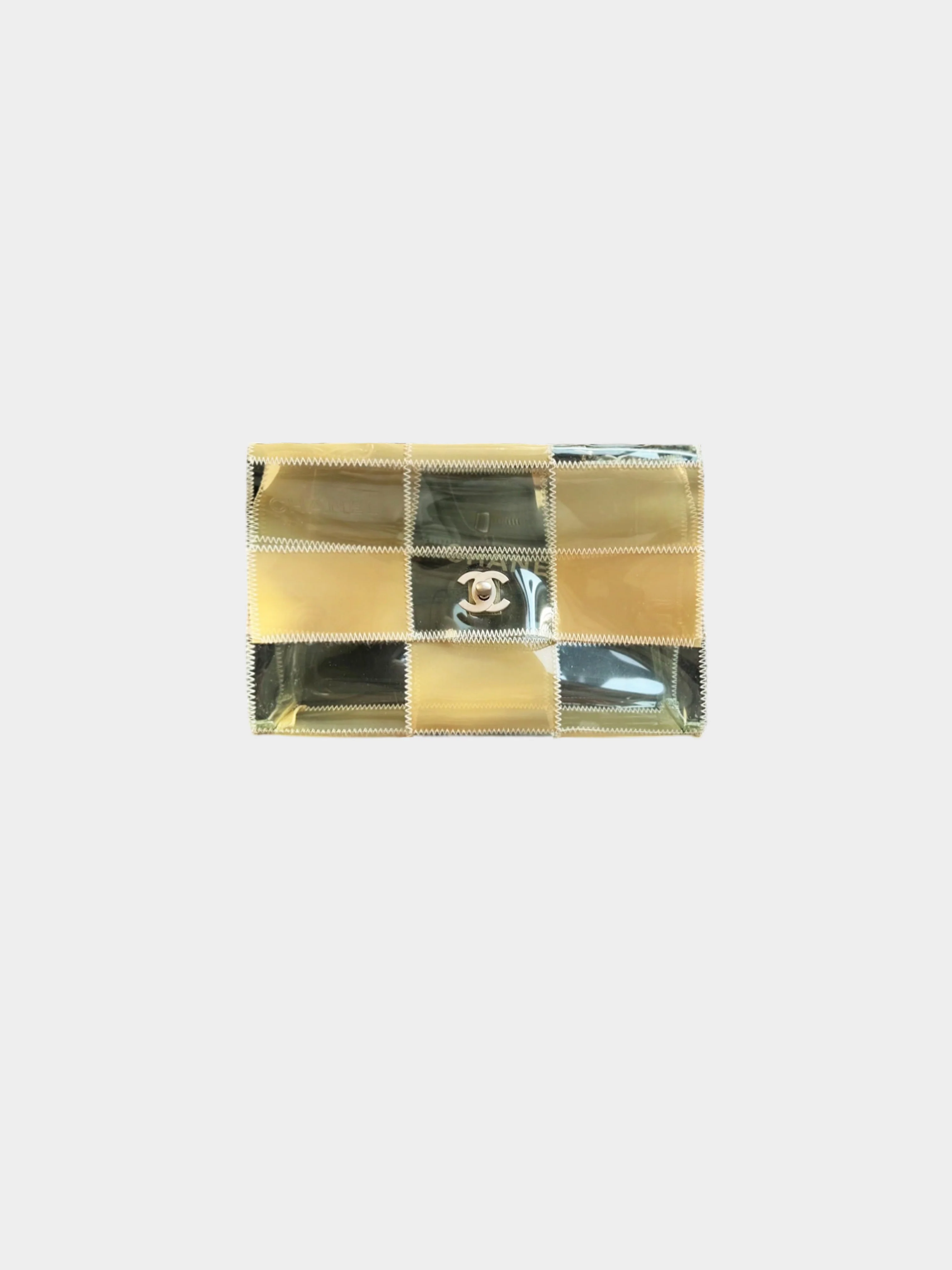 Chanel 1997-1999 Beige and Yellow Vinyl Patchwork Flap Bag