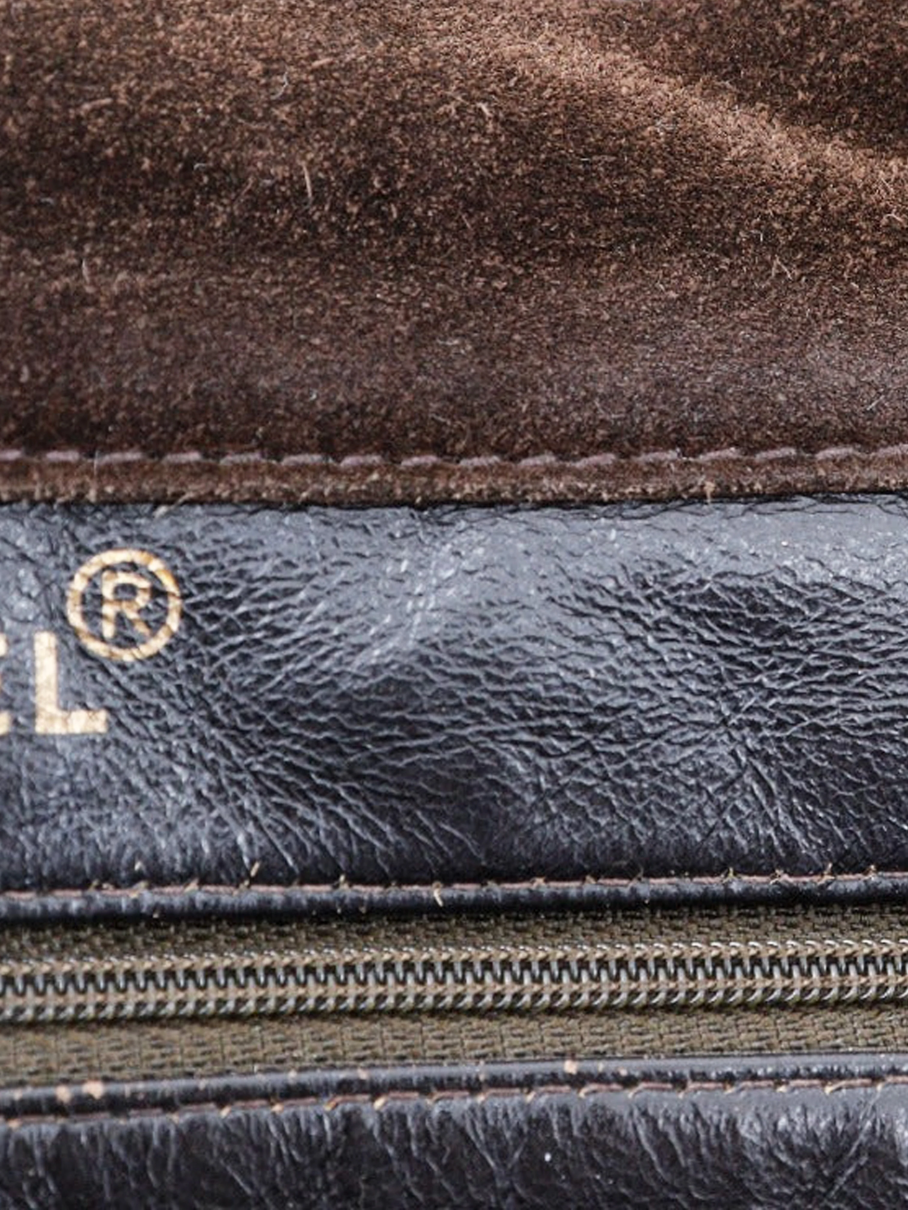 Chanel 1997 Brown Suede Logo Handle Tote Bag - Image 6