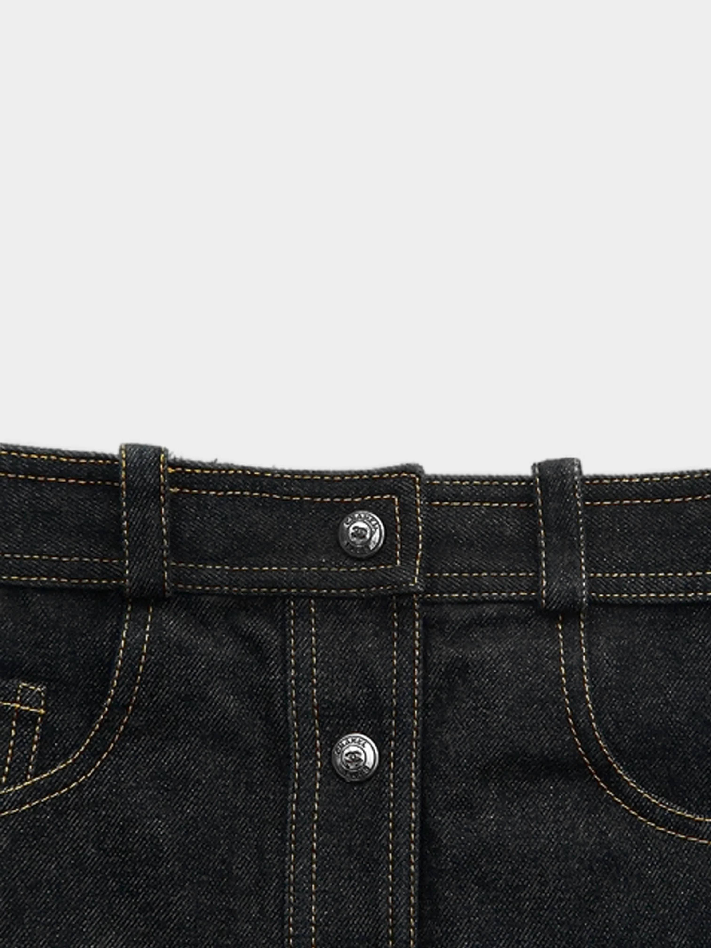Chanel 1997 Classic Denim Skirt Navy - Image 3