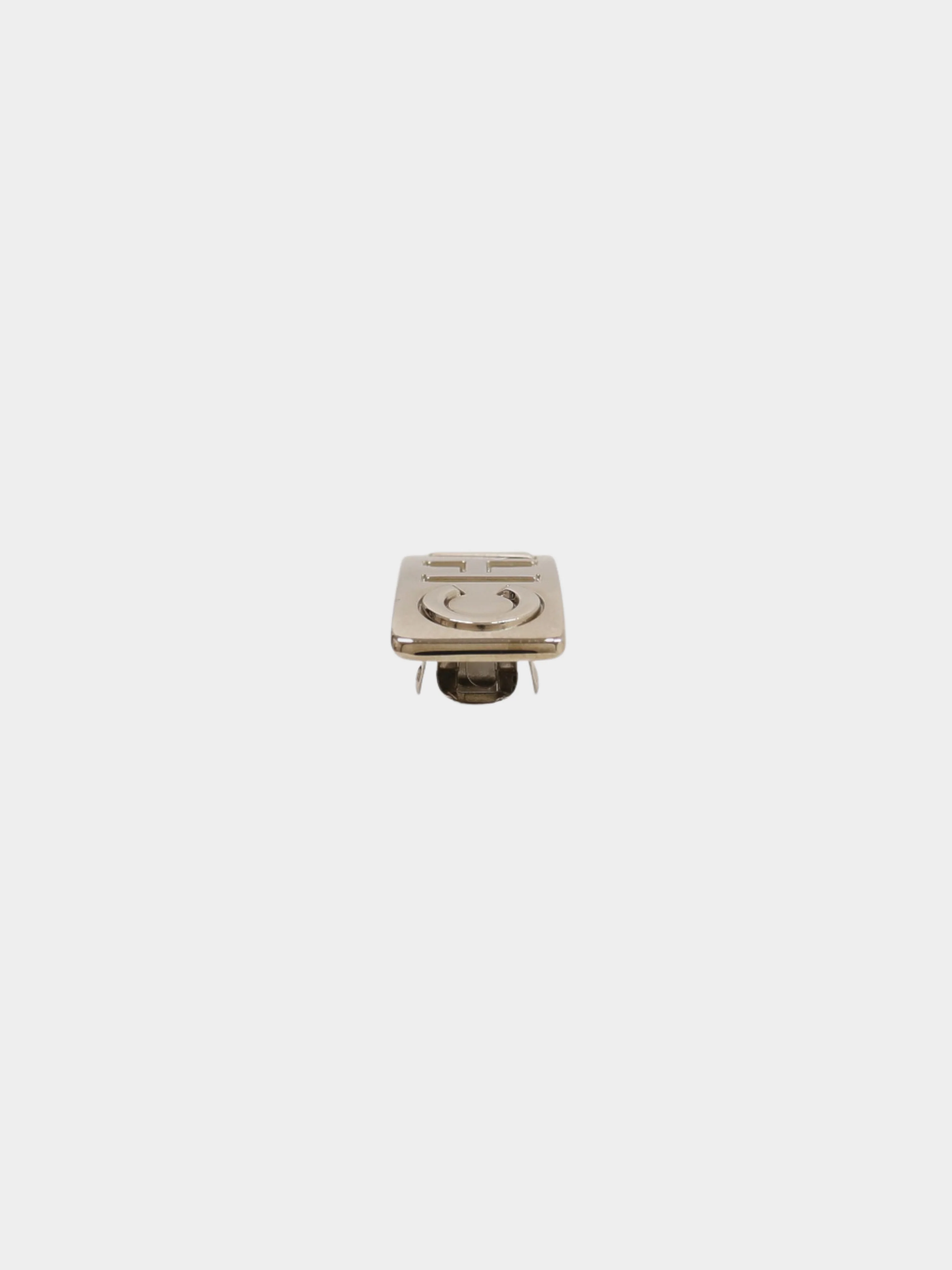 Chanel 1998 Silver Plated Metal Logo Barrette - Image 3