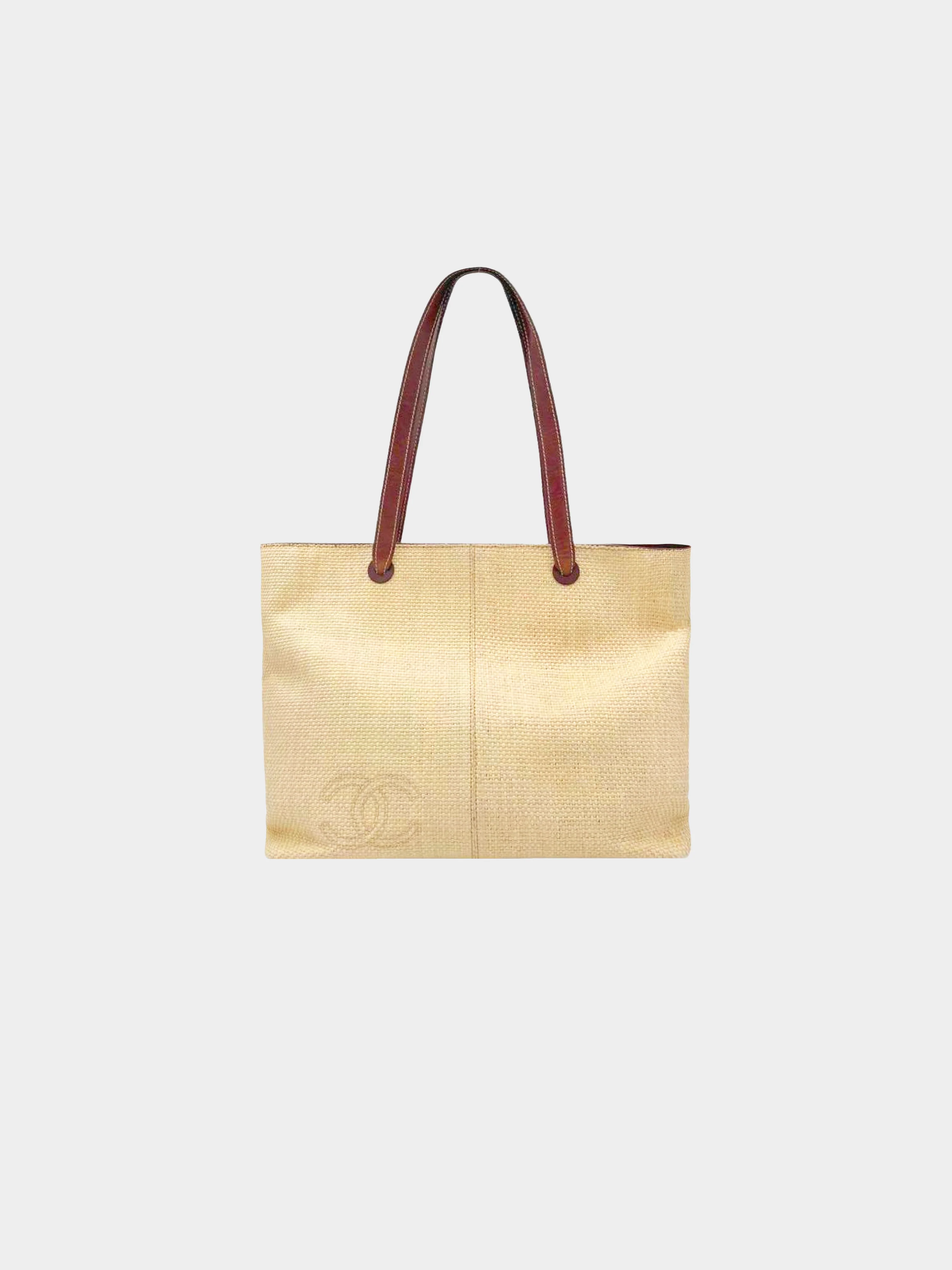Chanel 1999 Raffia Logo Tote