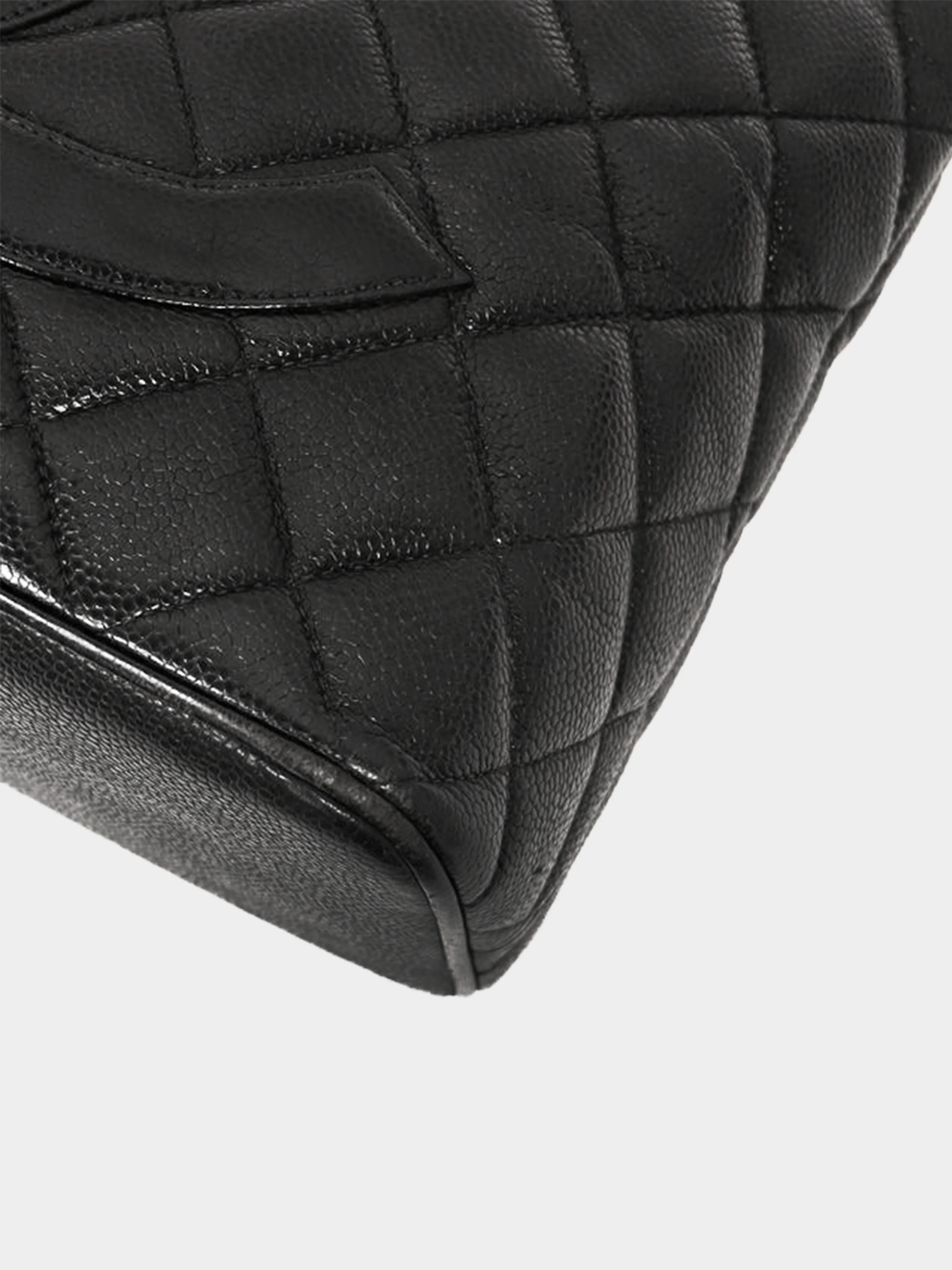 Chanel 2000 Black Caviar Skin Quilted Tote Bag - Image 3