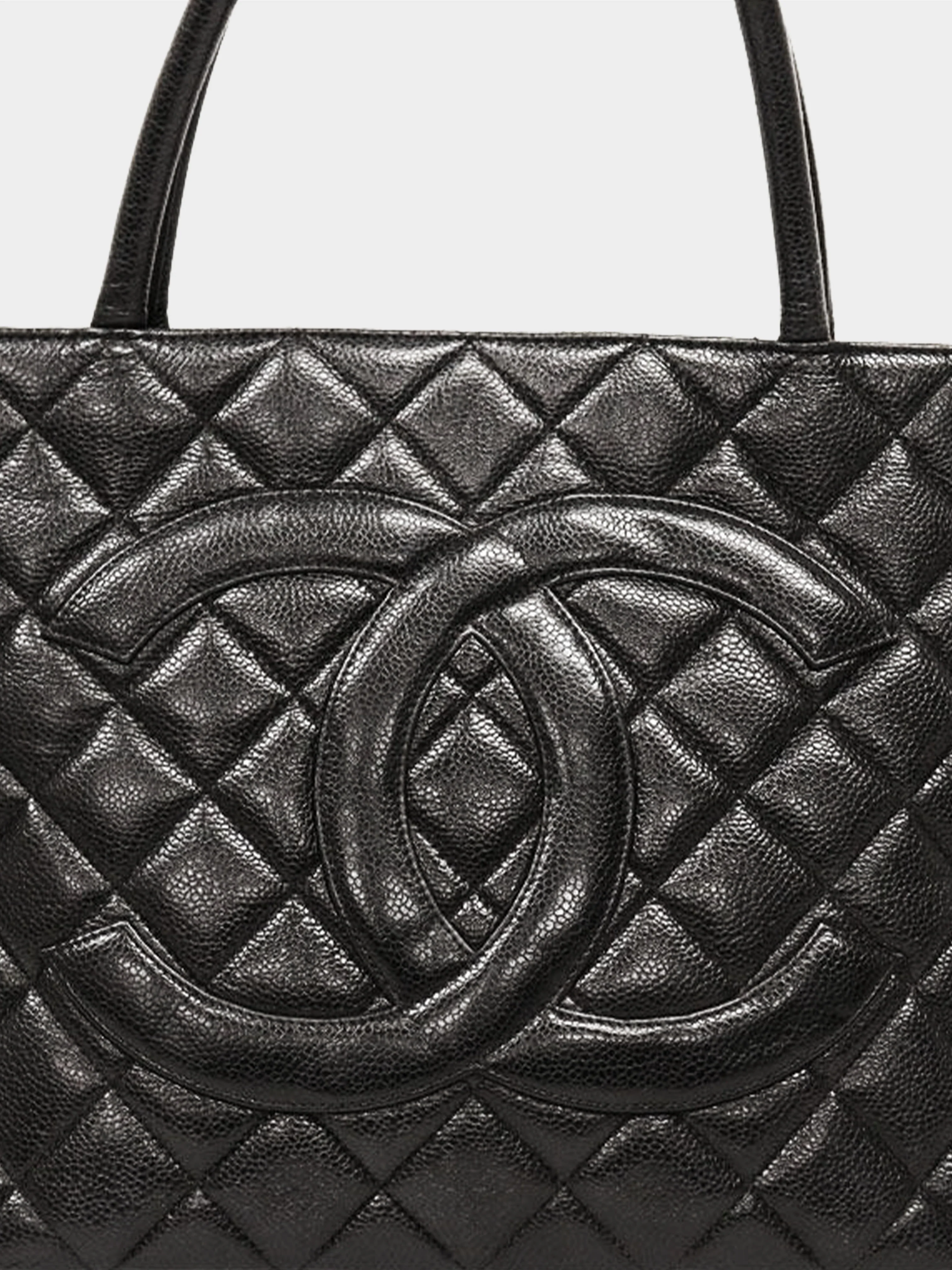Chanel 2000 Black Caviar Skin Quilted Tote Bag - Image 4