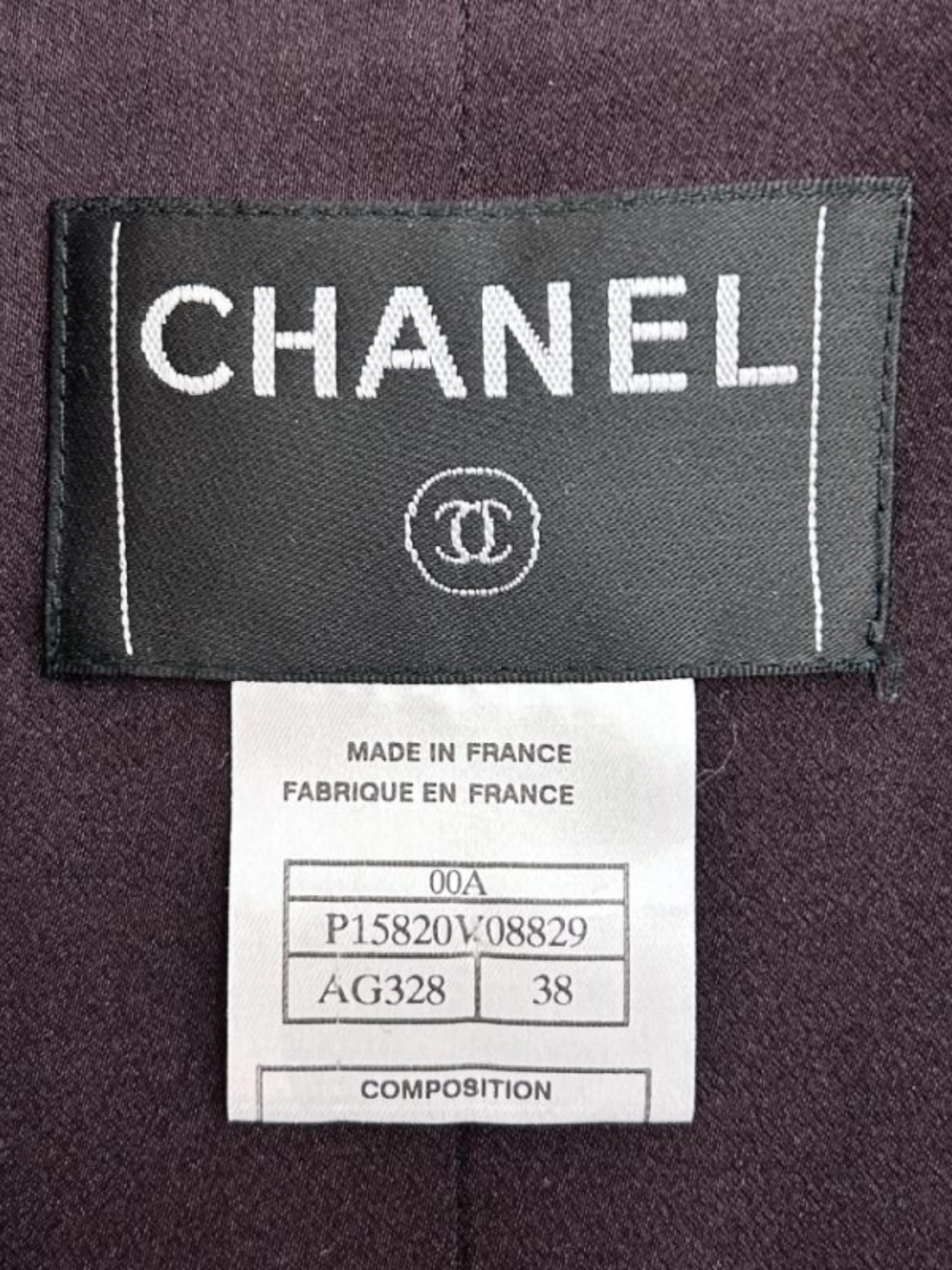 Chanel 2000 Dark Plum Tweed Belted Coat Dress - Image 3