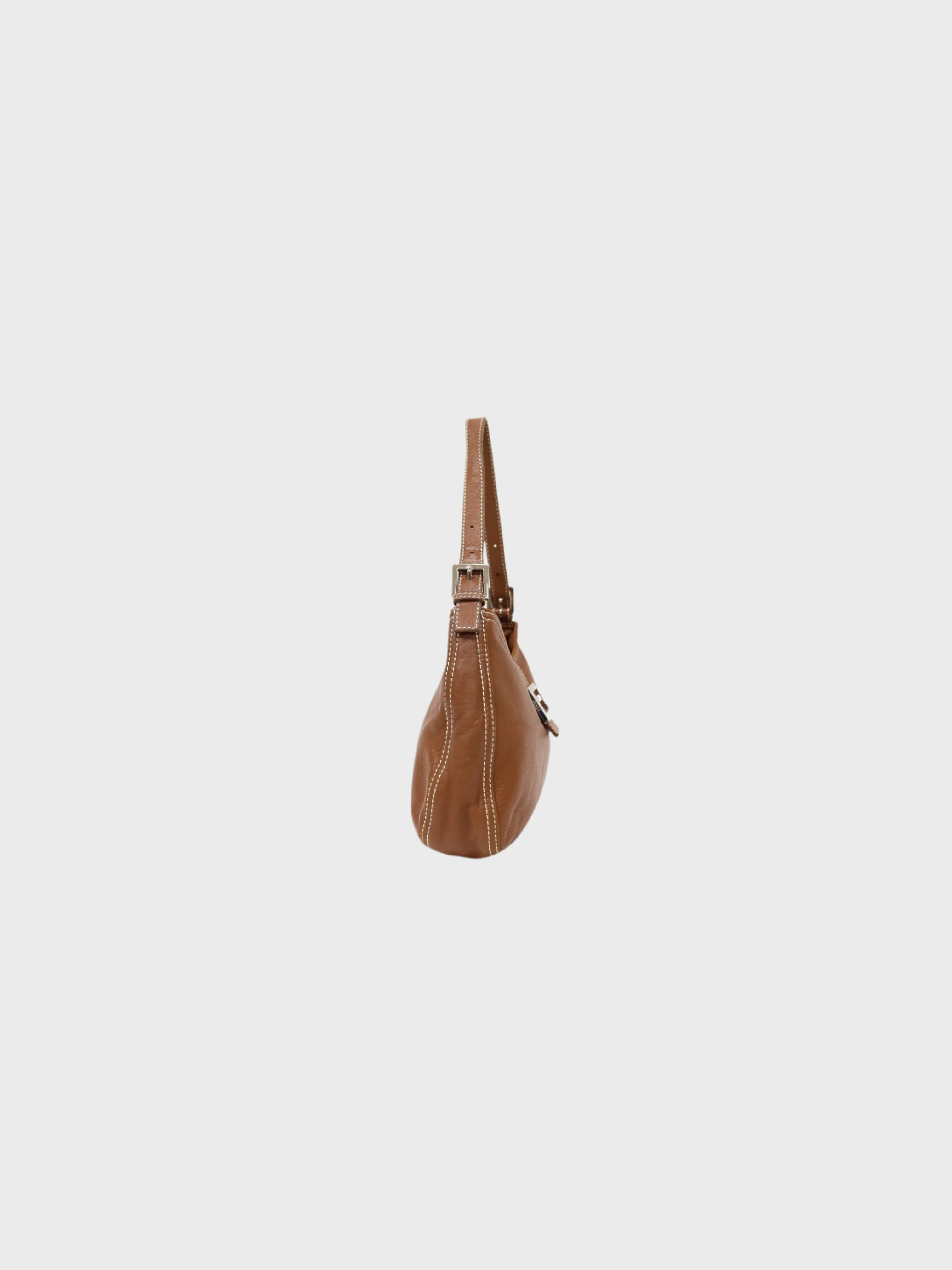 Fendi 2000s Brown Leather Mamma Baguette Bag - Image 3