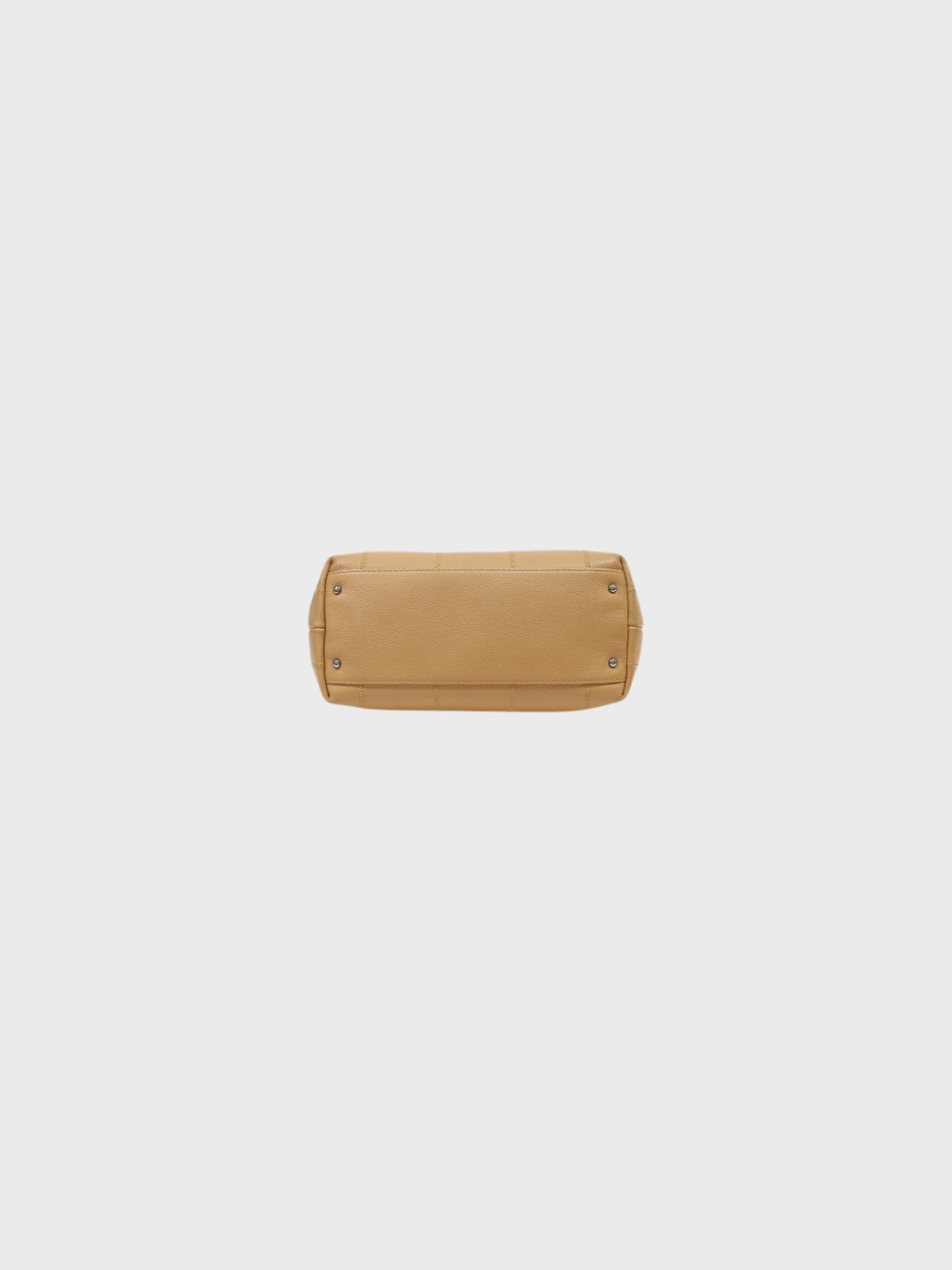 Chanel 2000s Beige Caviar Leather Choco Bar Tote Bag - Image 4