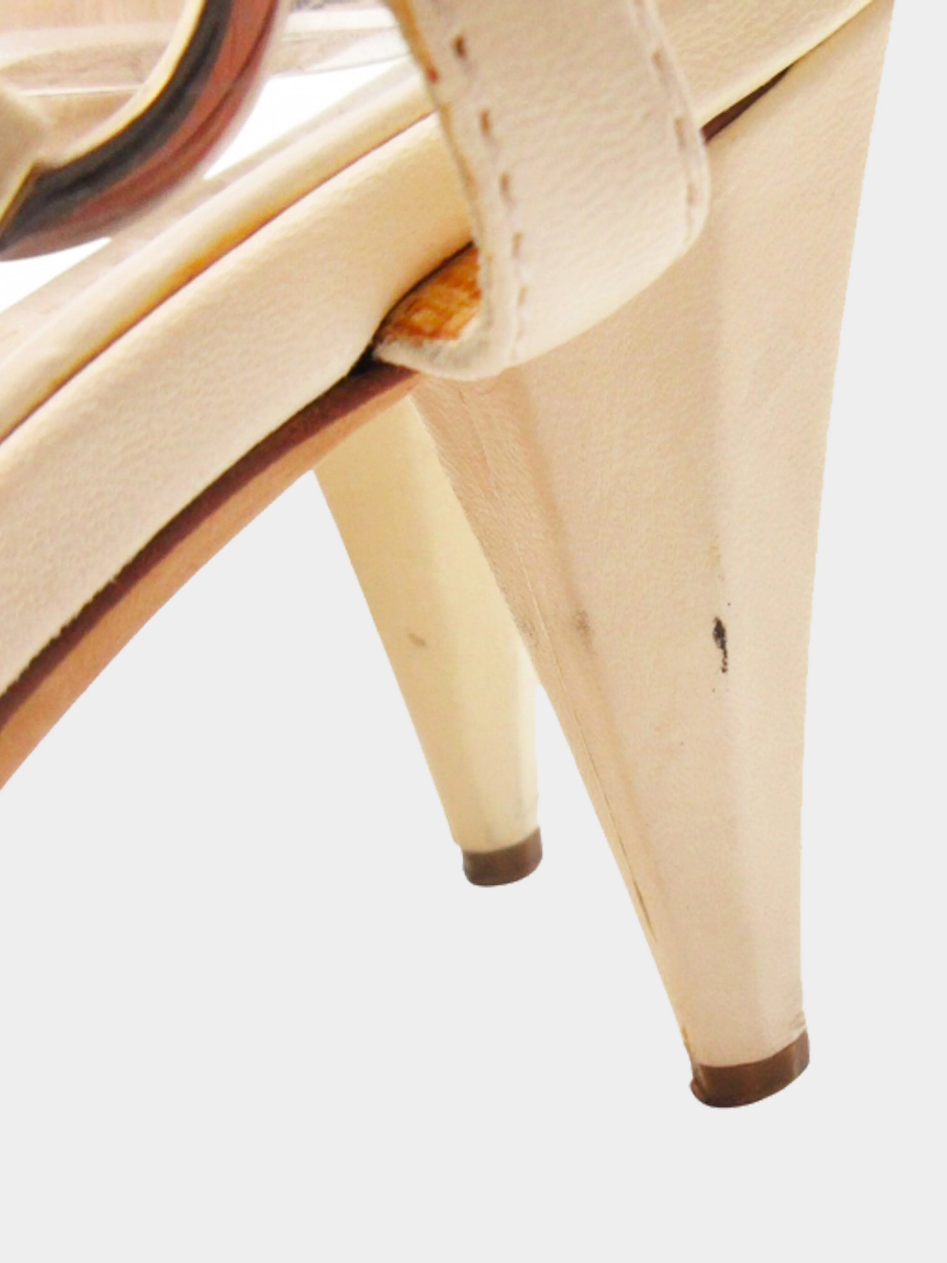 Chanel 2000s Beige Leather CC Studded Heels - Image 3
