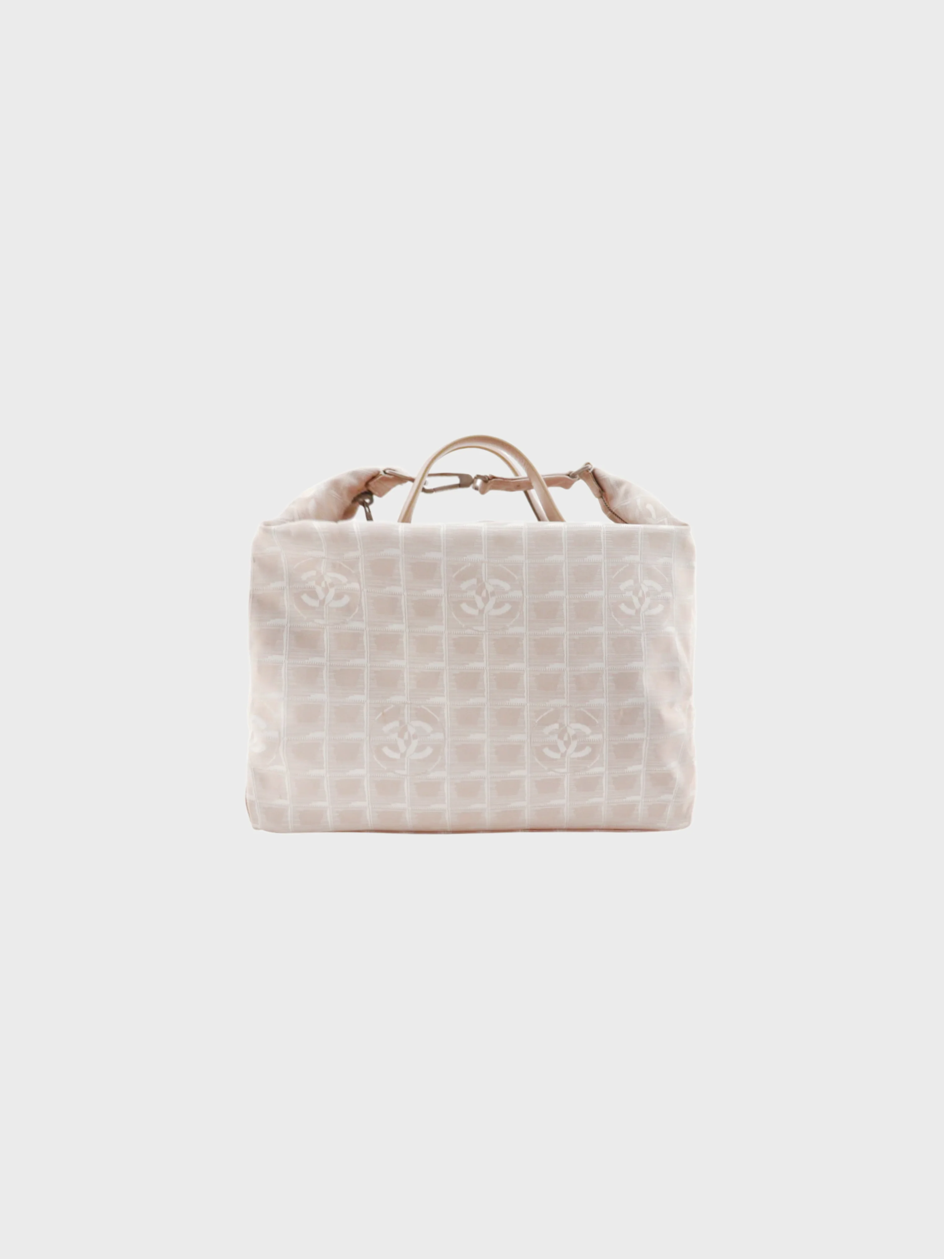 Chanel 2000s Beige Nylon Canvas New Travel Line Boston Bag