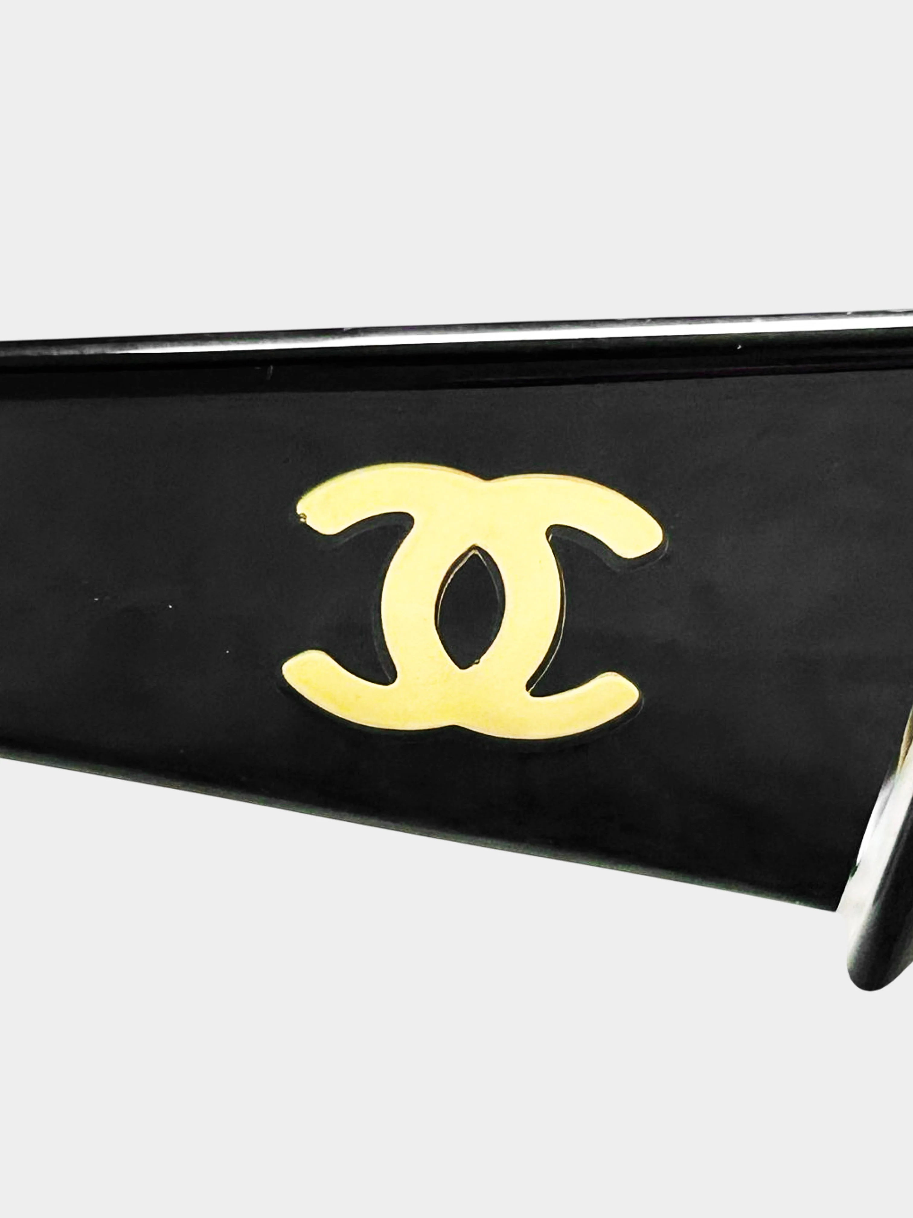 Chanel 2000s Black and Yellow Geometric Sunglasses - Image 3