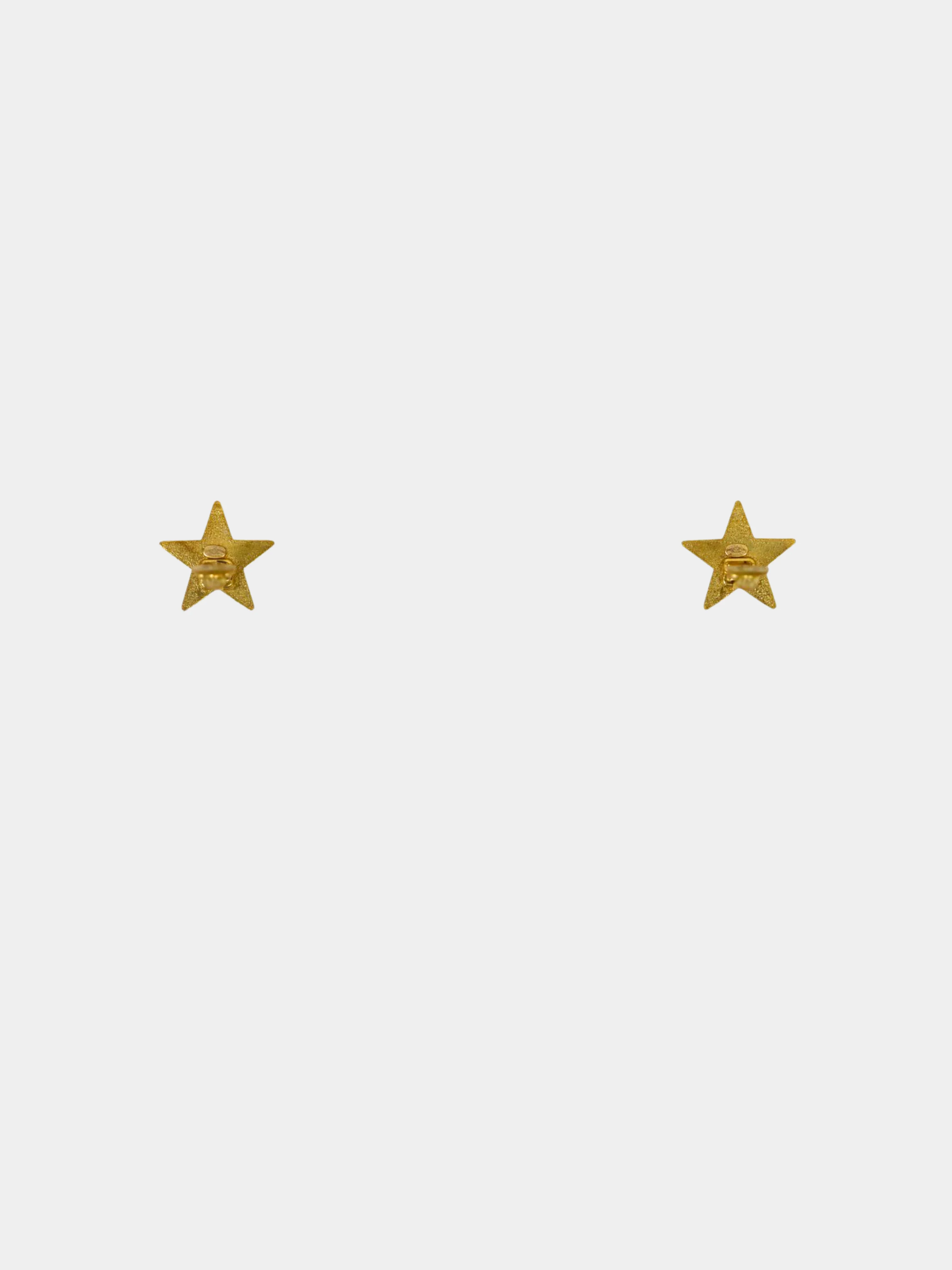 Chanel 2000s Black Gold Coco Star Earrings - Image 2