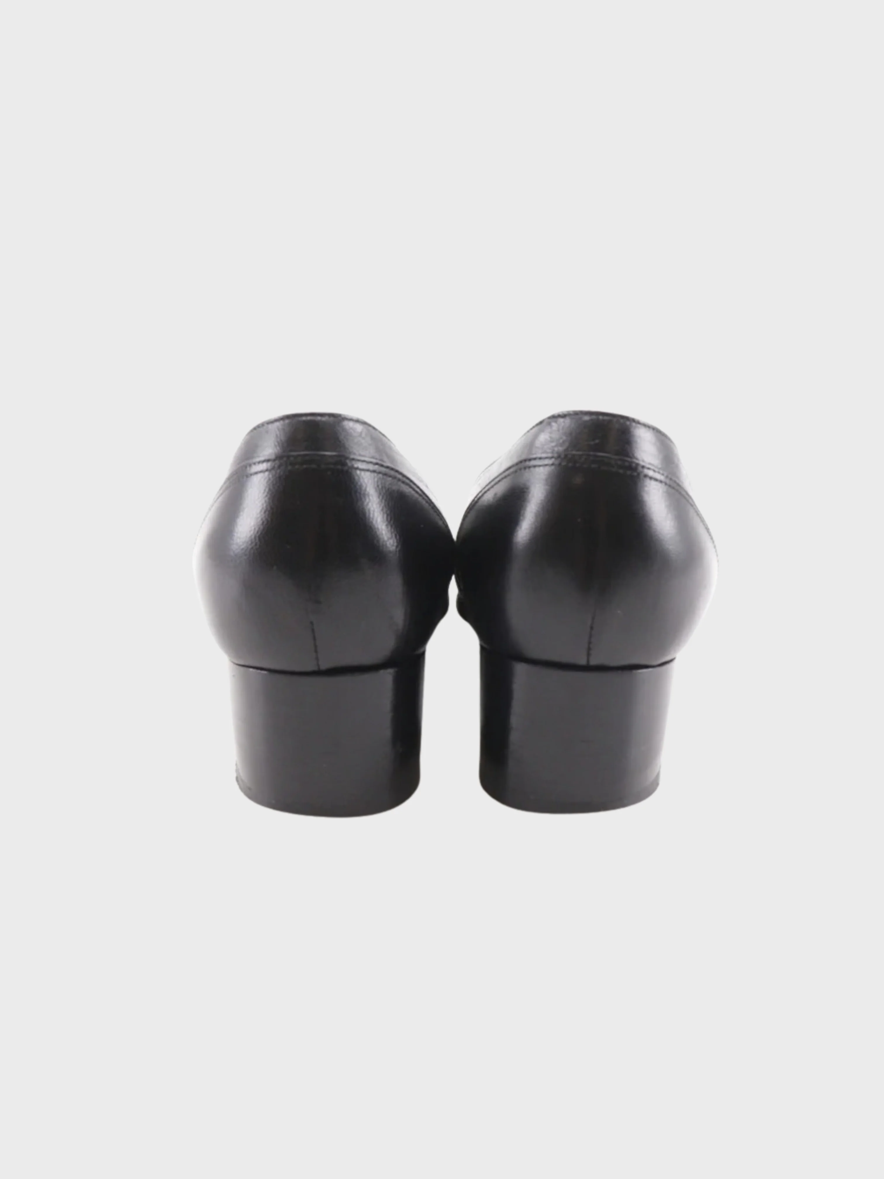 Chanel 1980s Black Leather Square Toe Pumps - Image 4
