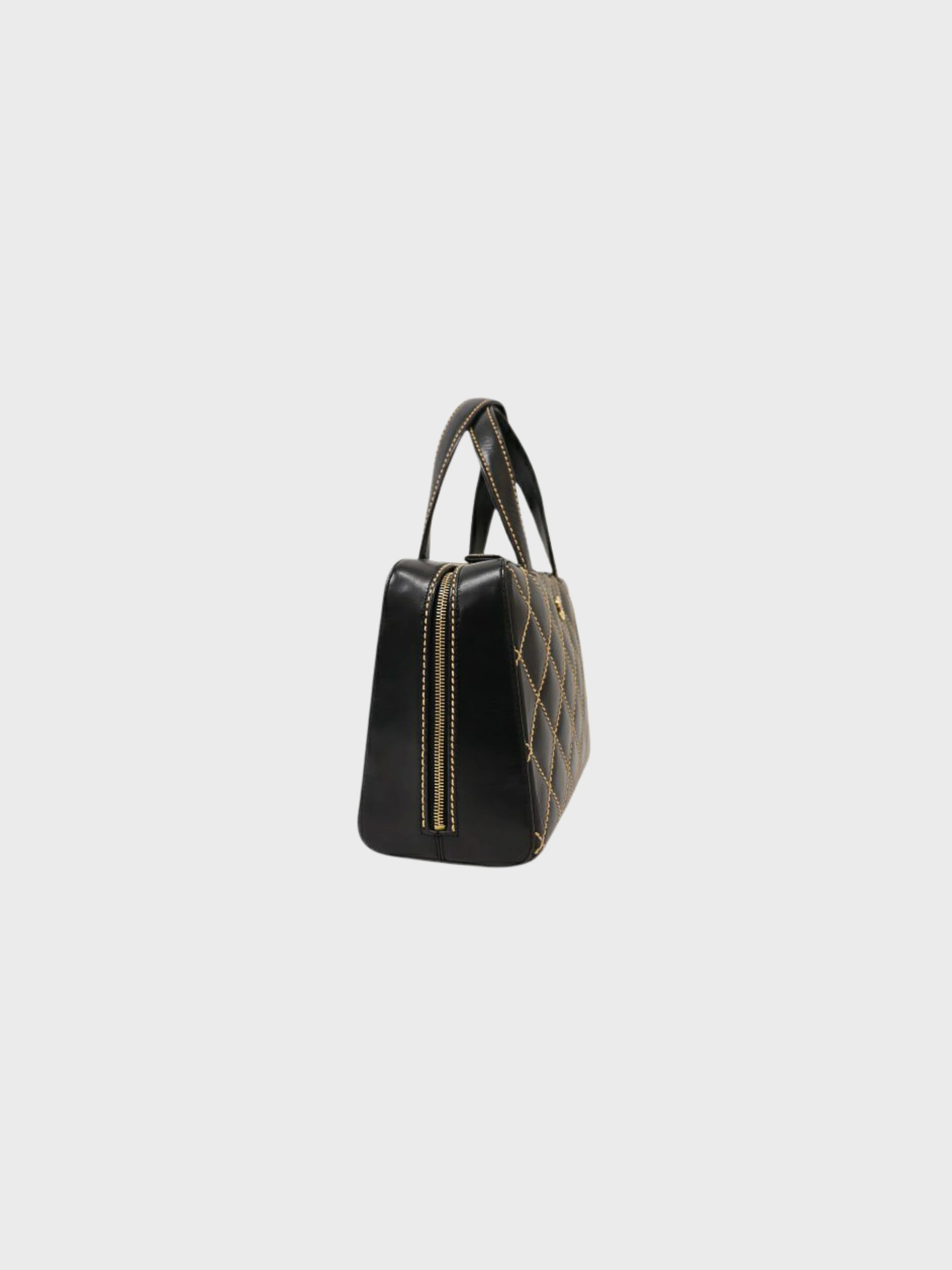 Chanel 2000s Black Leather Wild Stitch Tote Bag - Image 3