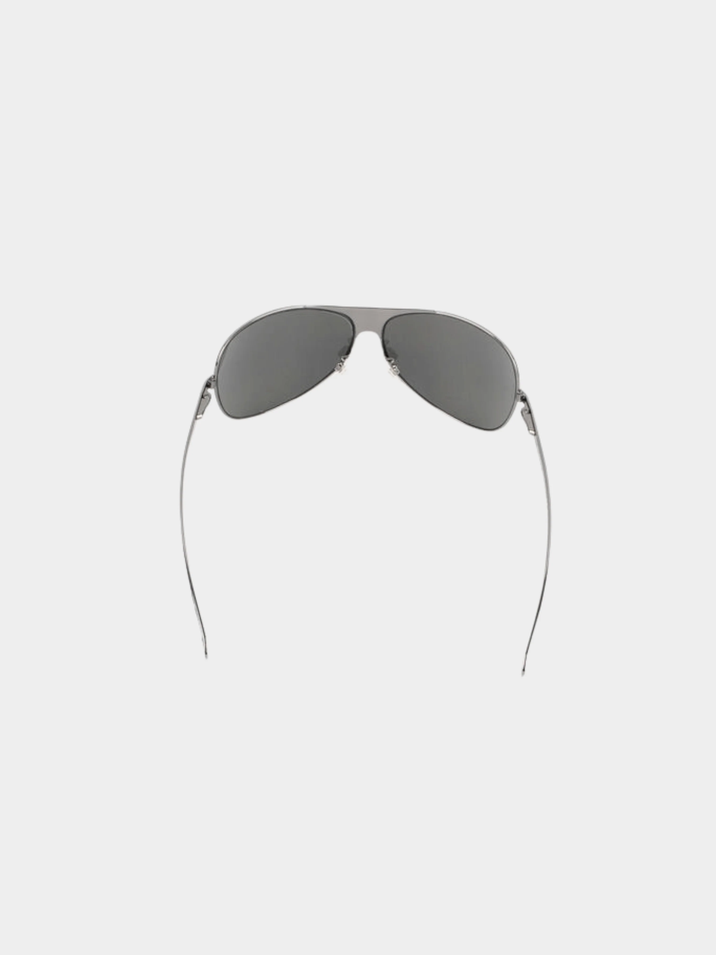 Chanel 2000s Black Metal Aviator Sunglasses - Image 2