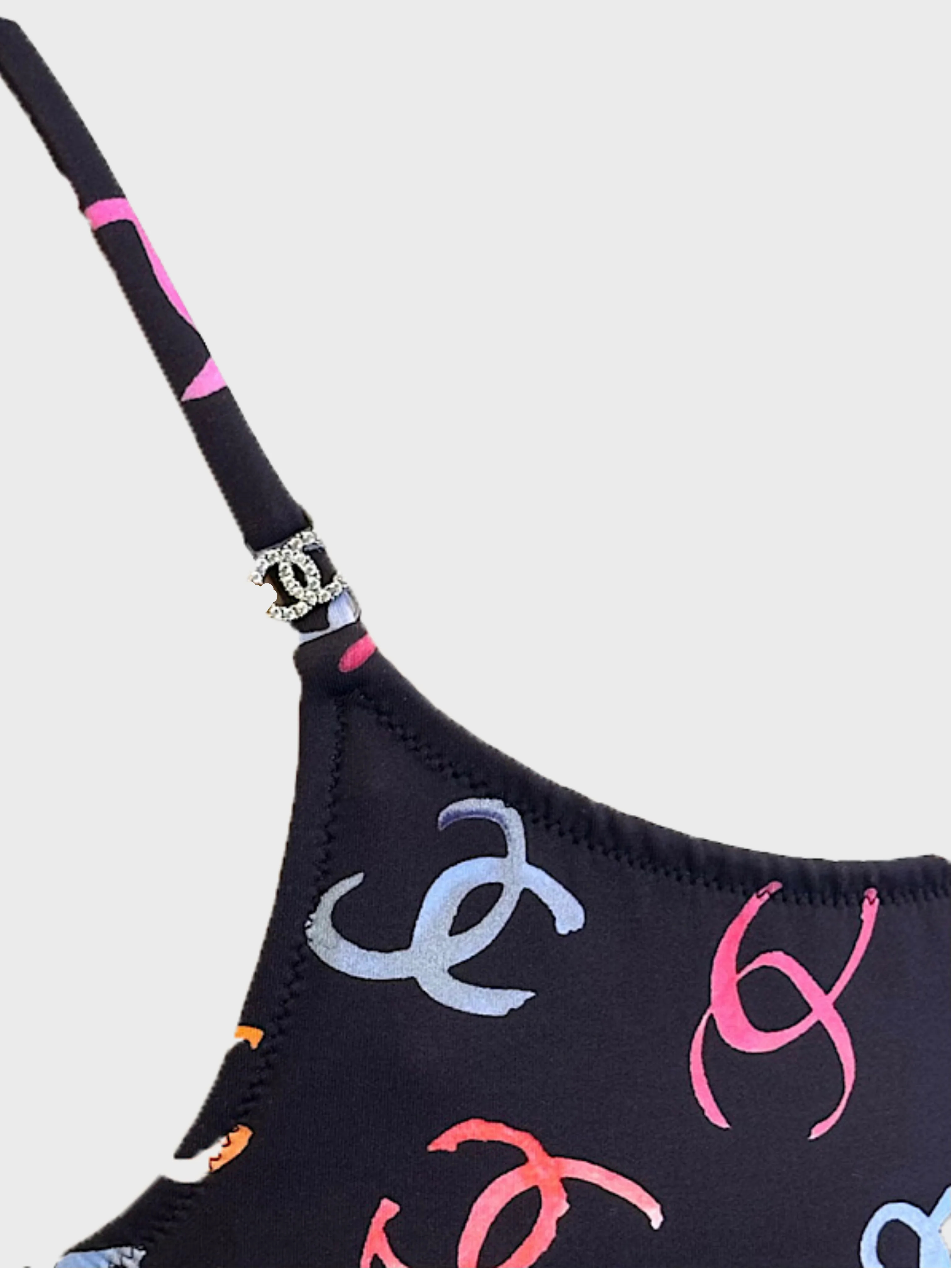Chanel 2000s Black Nylon CC Camisole Top - Image 3