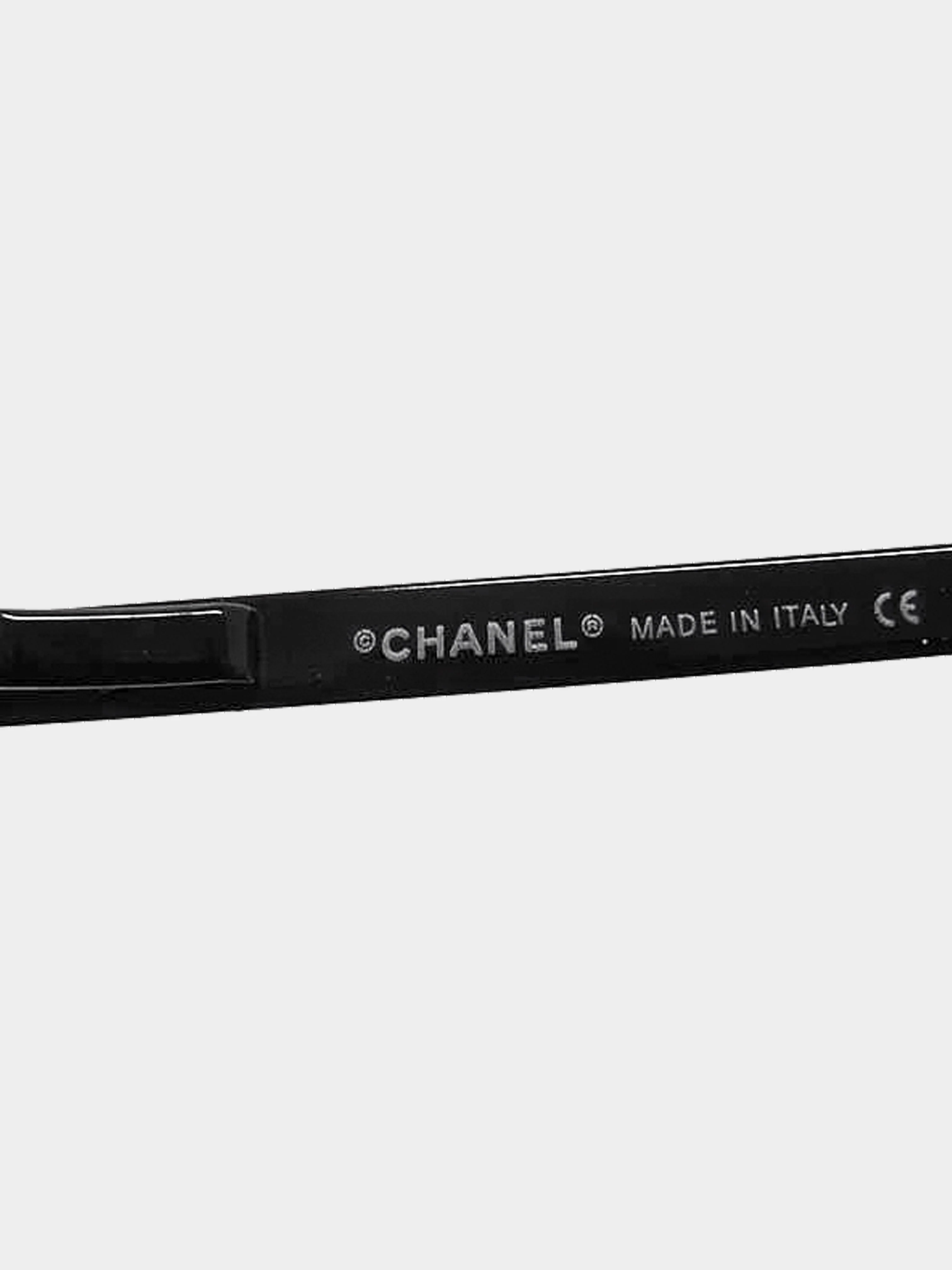 Chanel 2000s Black Rimless CC and Rhinestones Sunglasses - Image 4