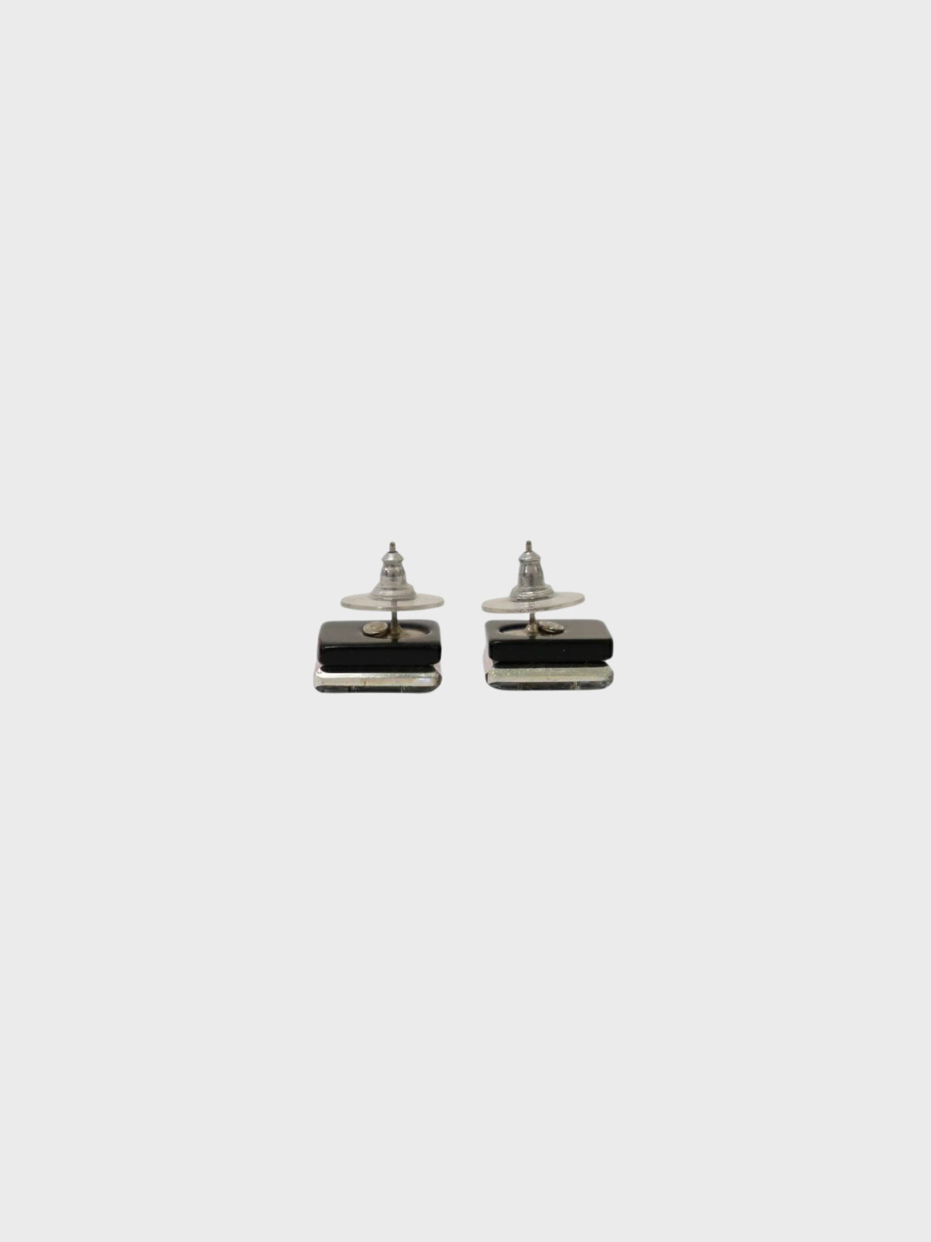 Chanel 2000s Black Silver COCO Square Earrings - Image 3