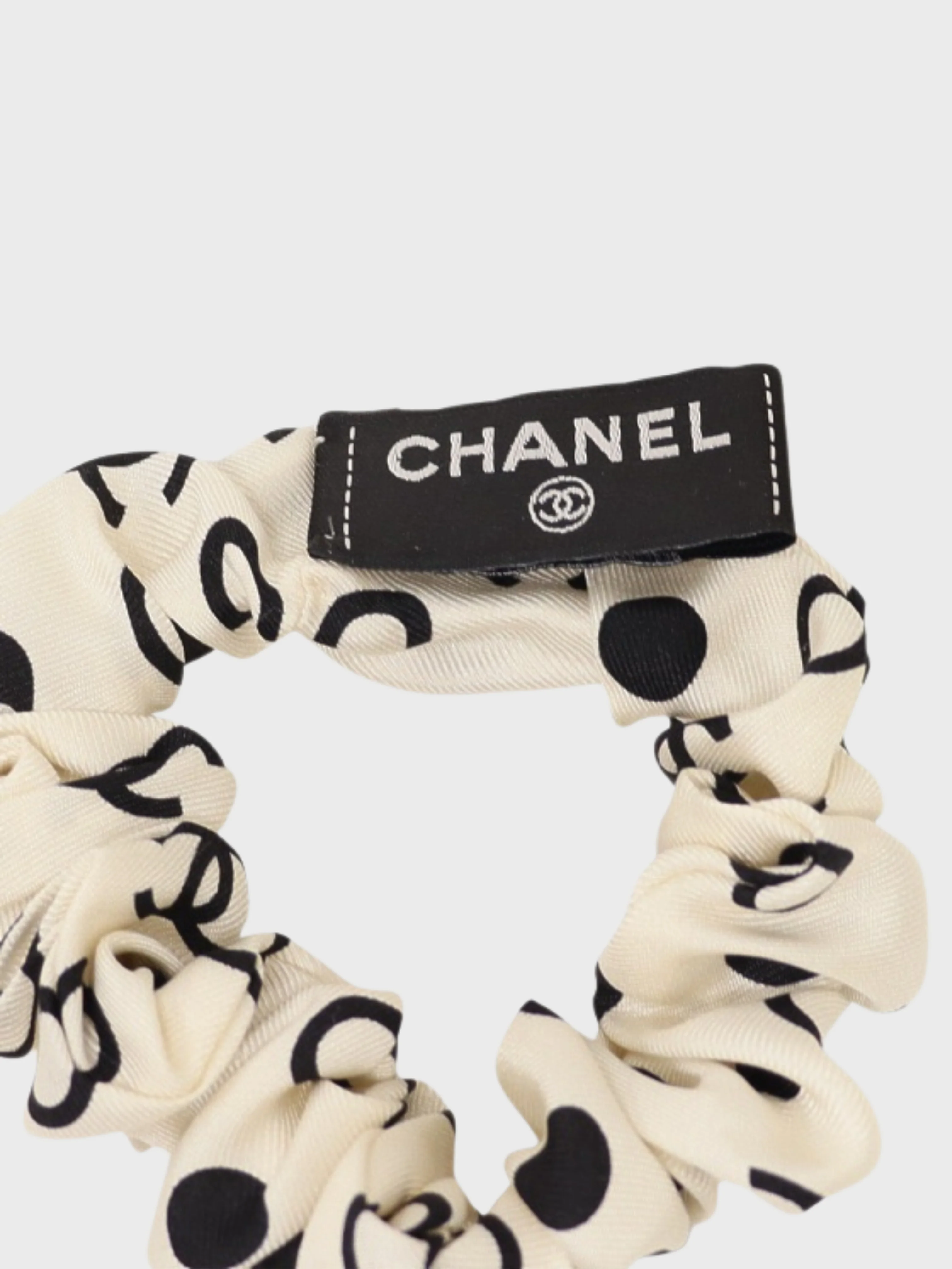 Chanel 2021 Black White Silk COCO Scrunchie Scarf Set - Image 6