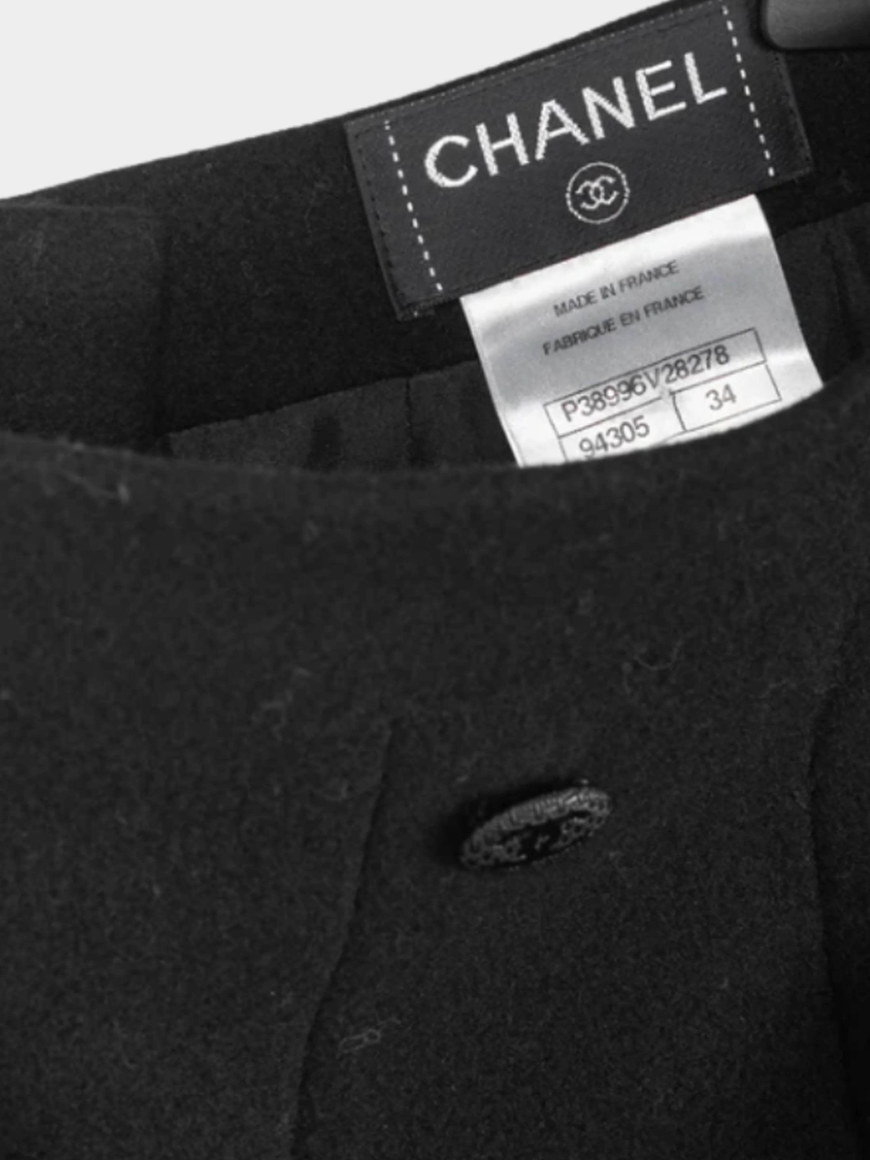 Chanel 2000s Black Wool-Blend Panelled A-Line Knee-Length Skirt - Image 3