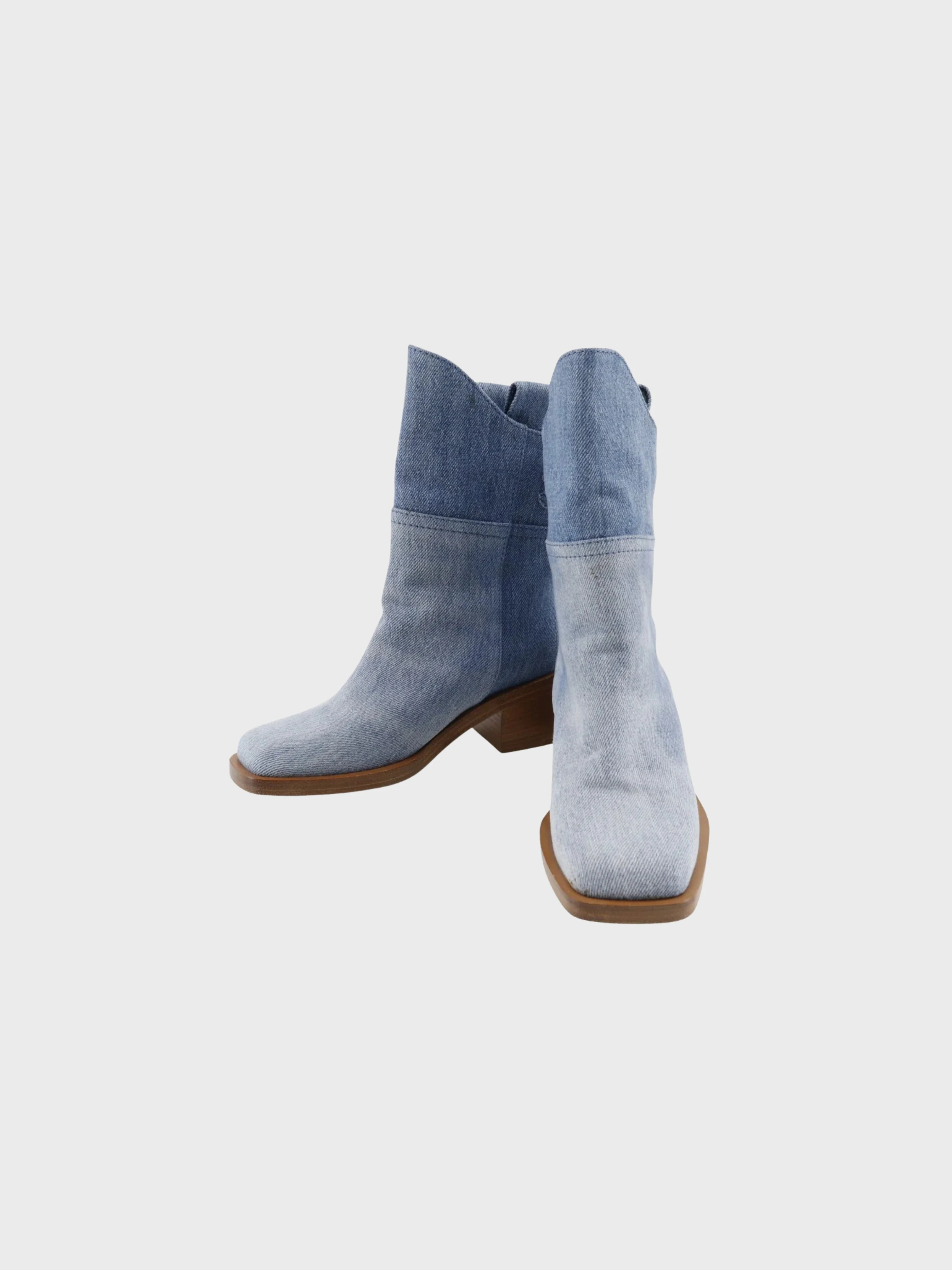 Chanel 2000s Blue Denim Short Boots - Image 2
