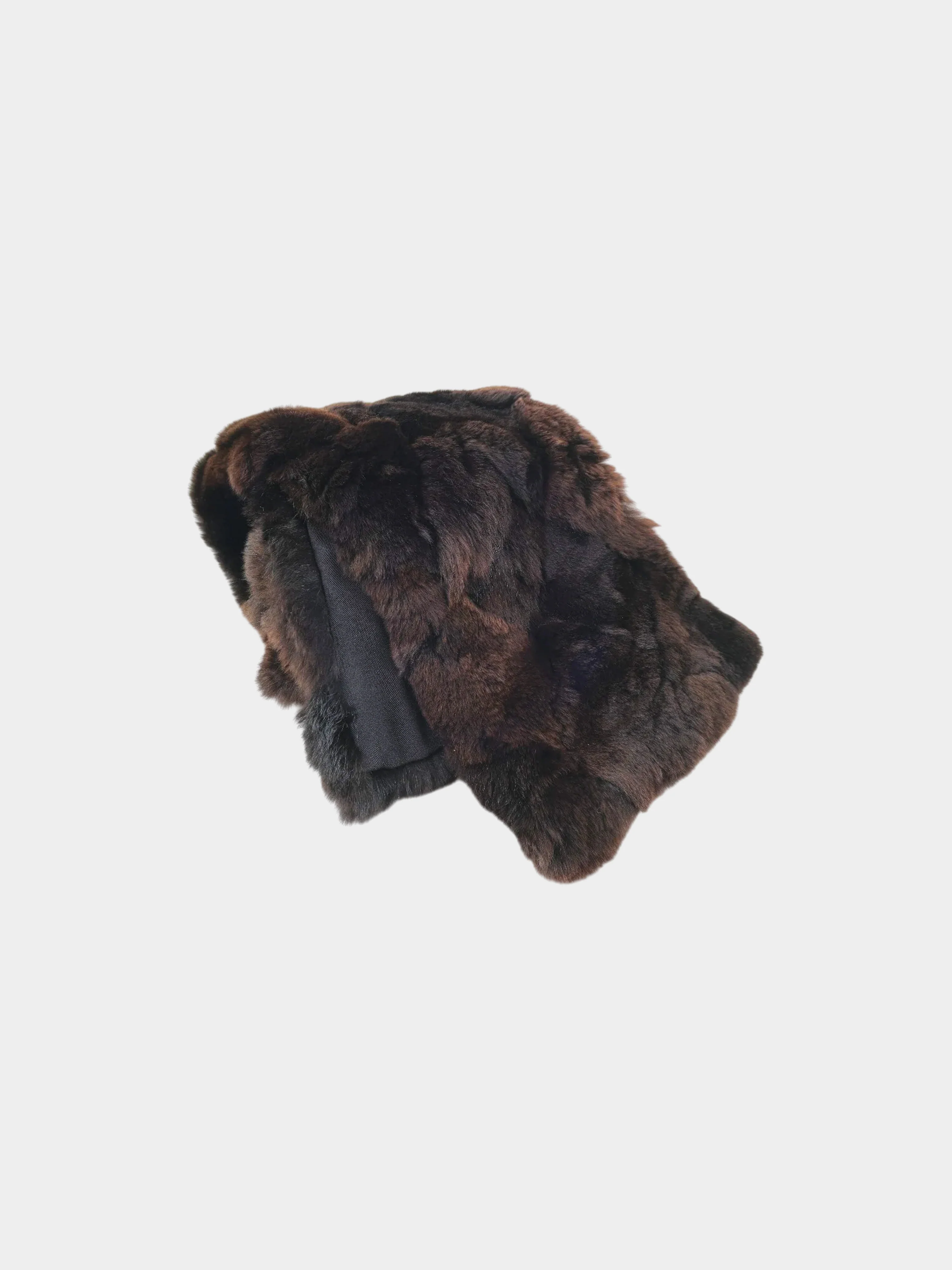 Chanel 2000s Brown and Black Rabbit Fur and Silk Scarf - Image 4