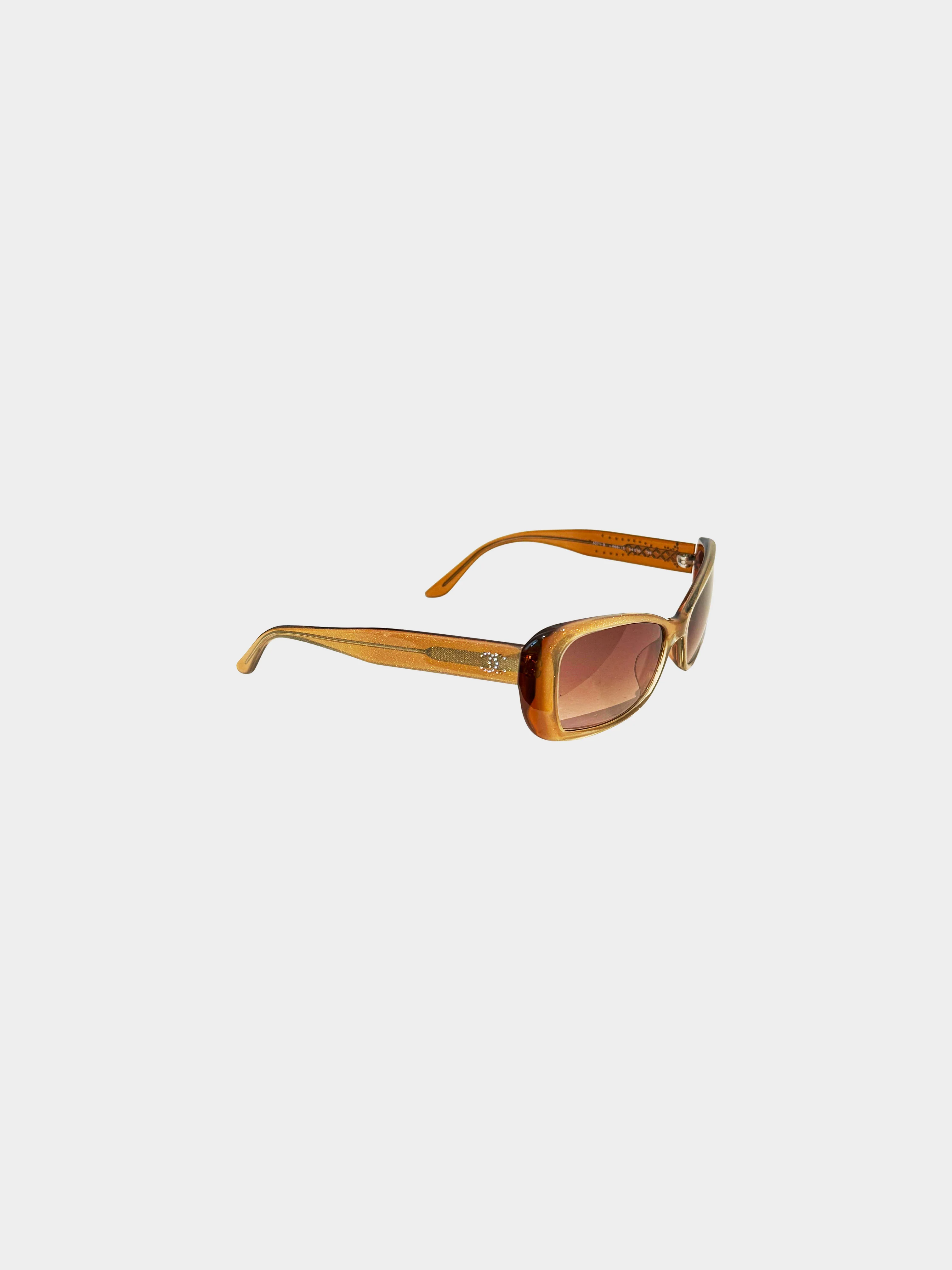 Chanel 2000s Brown CC Rectangular Sunglasses