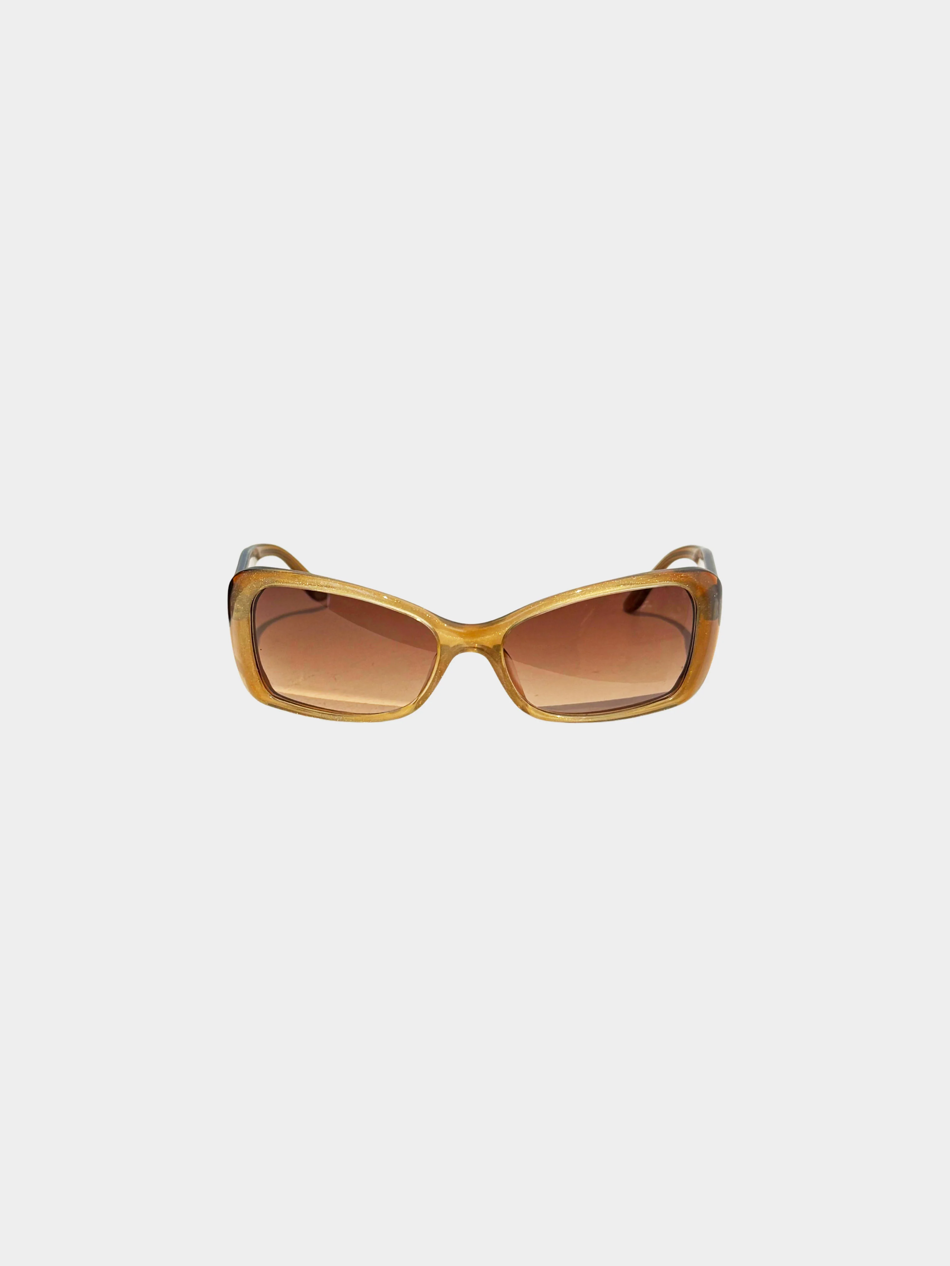 Chanel 2000s Brown CC Rectangular Sunglasses - Image 2