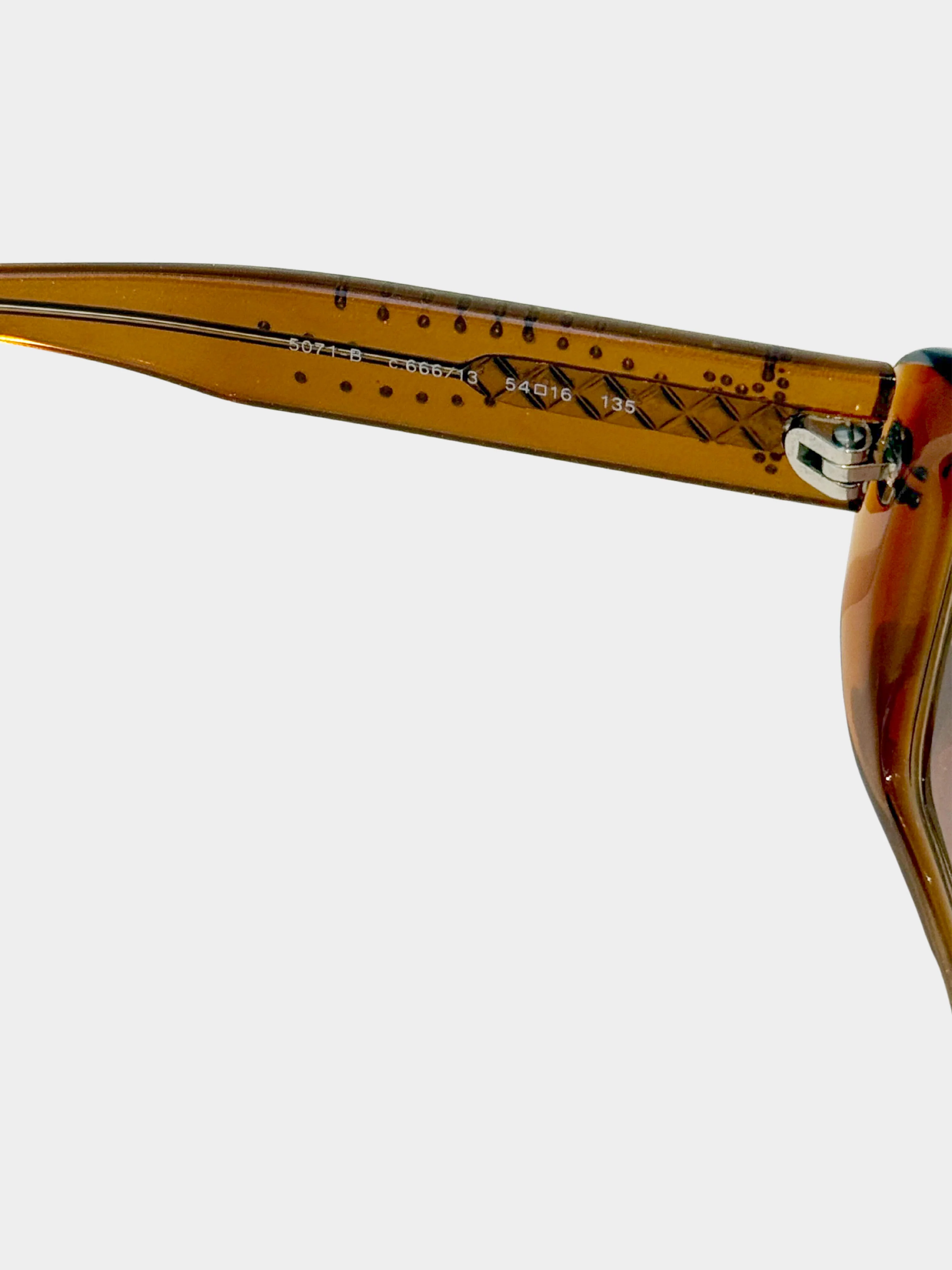 Chanel 2000s Brown CC Rectangular Sunglasses - Image 4