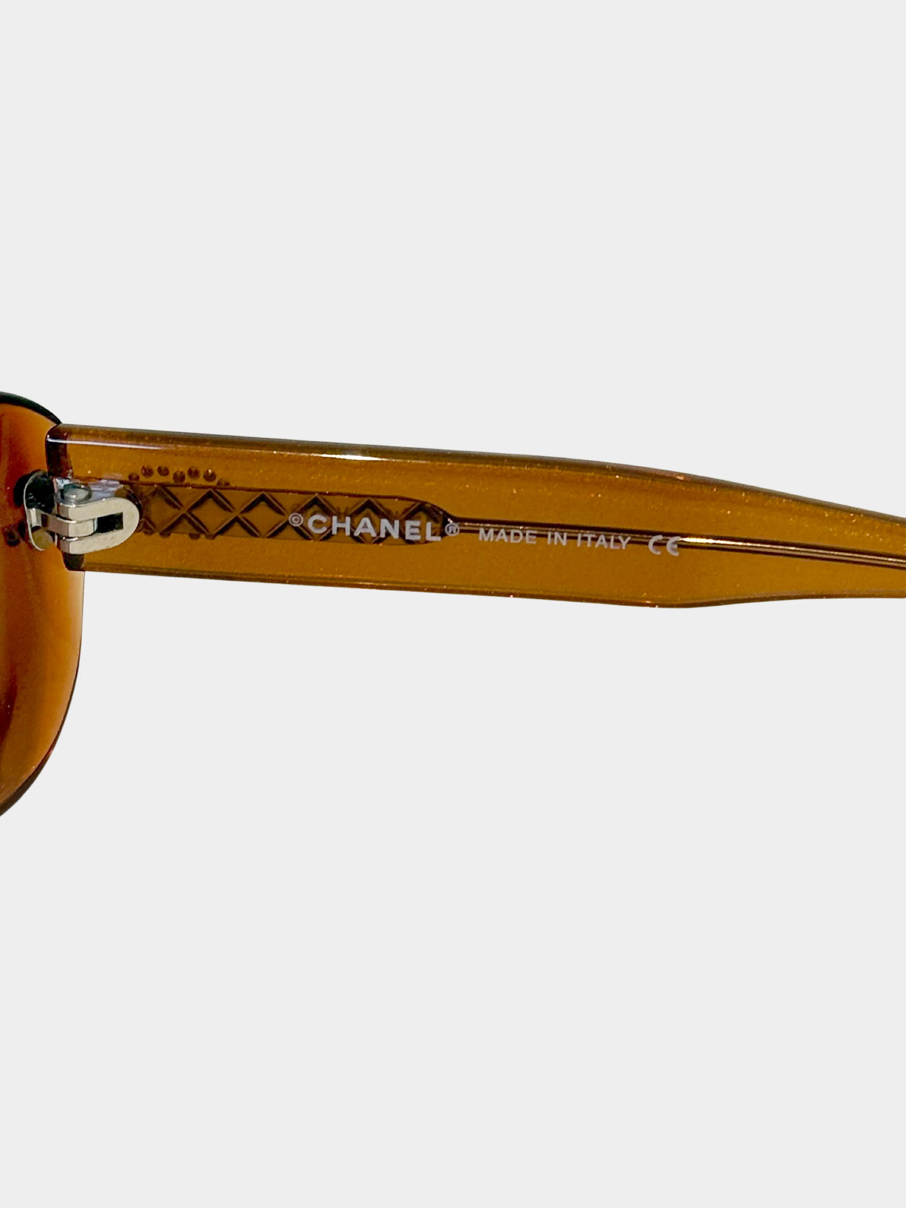 Chanel 2000s Brown CC Rectangular Sunglasses - Image 5