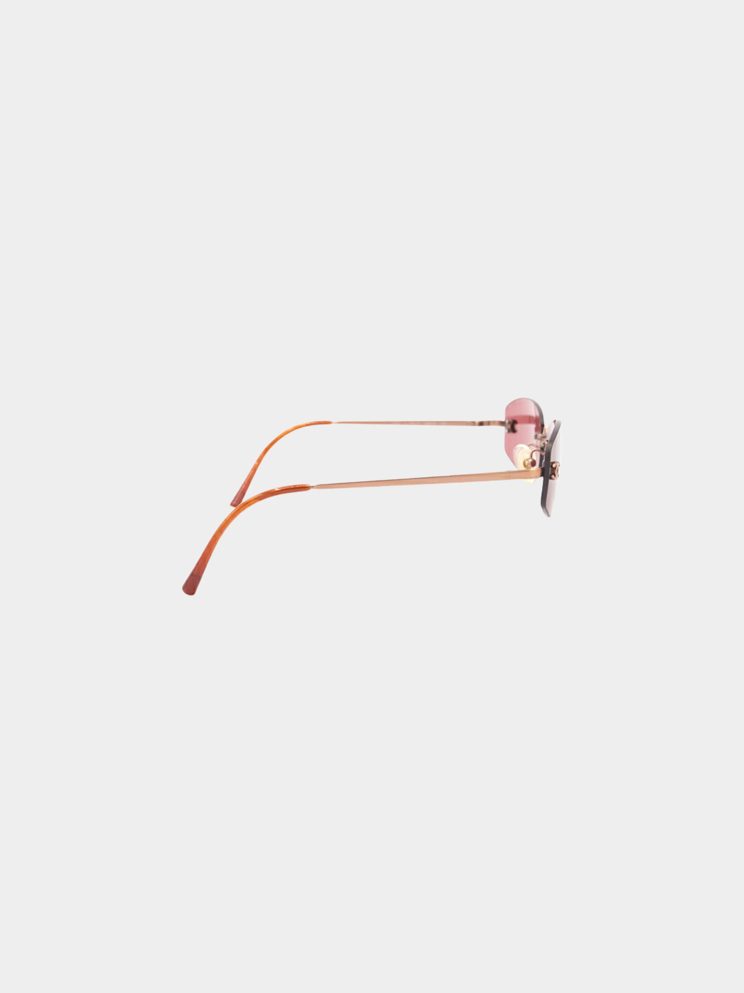 Chanel 2000s Brown Rectangular Rimless CC 4002 Sunglasses - Image 3