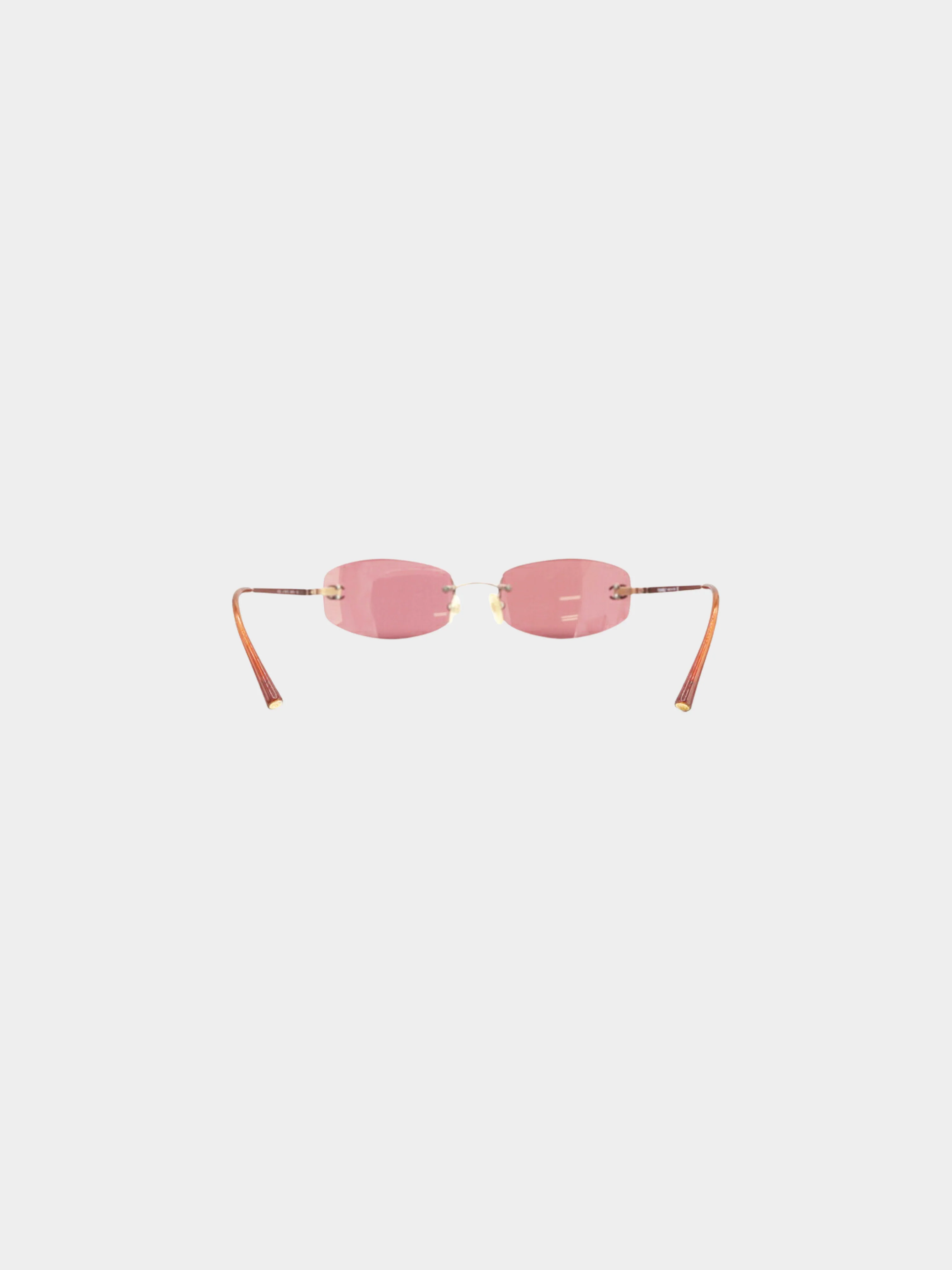 Chanel 2000s Brown Rectangular Rimless CC 4002 Sunglasses - Image 4