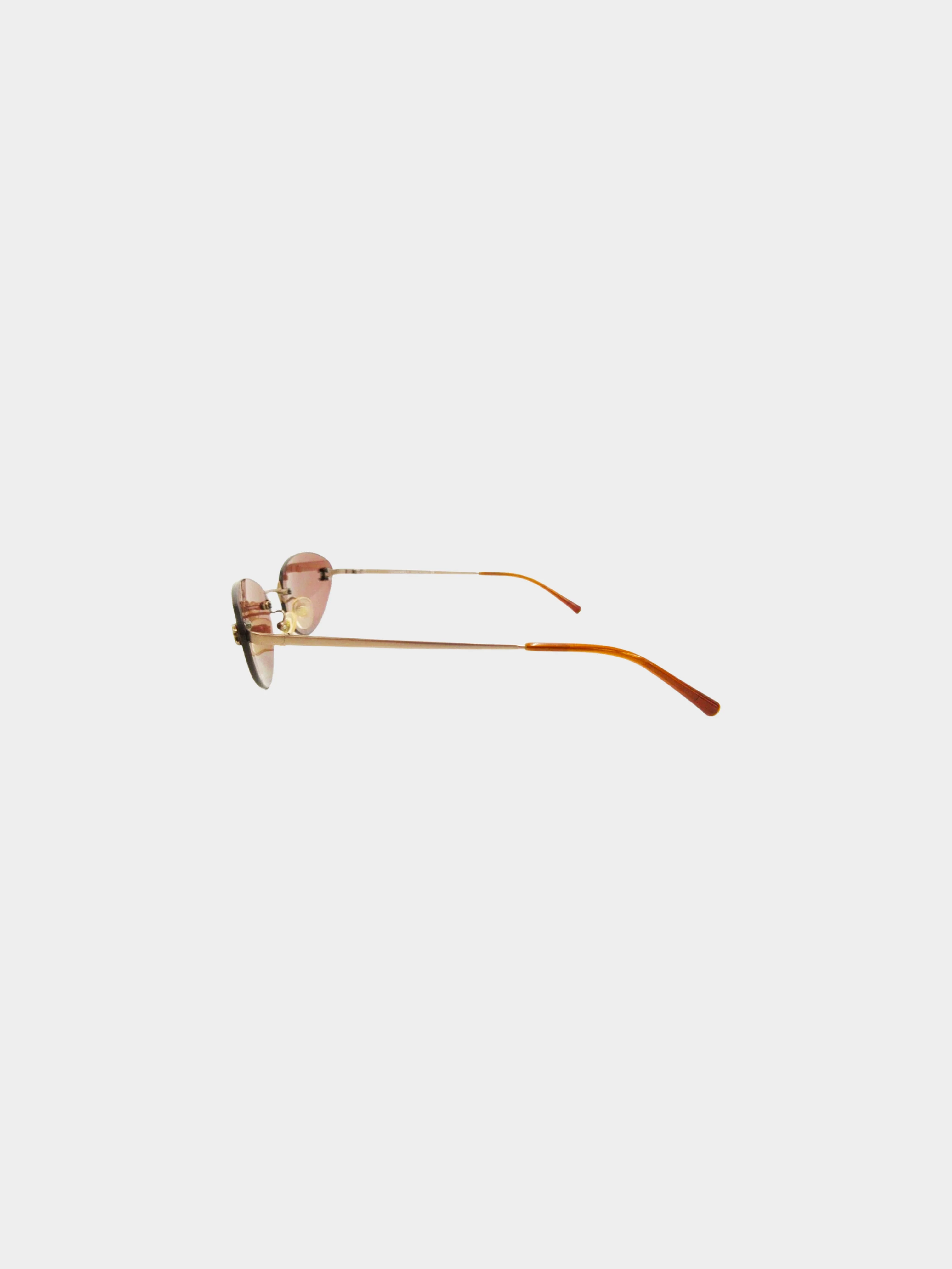 Chanel 2000s Brown Rimless CC 4003 Oval Sunglasses - Image 2