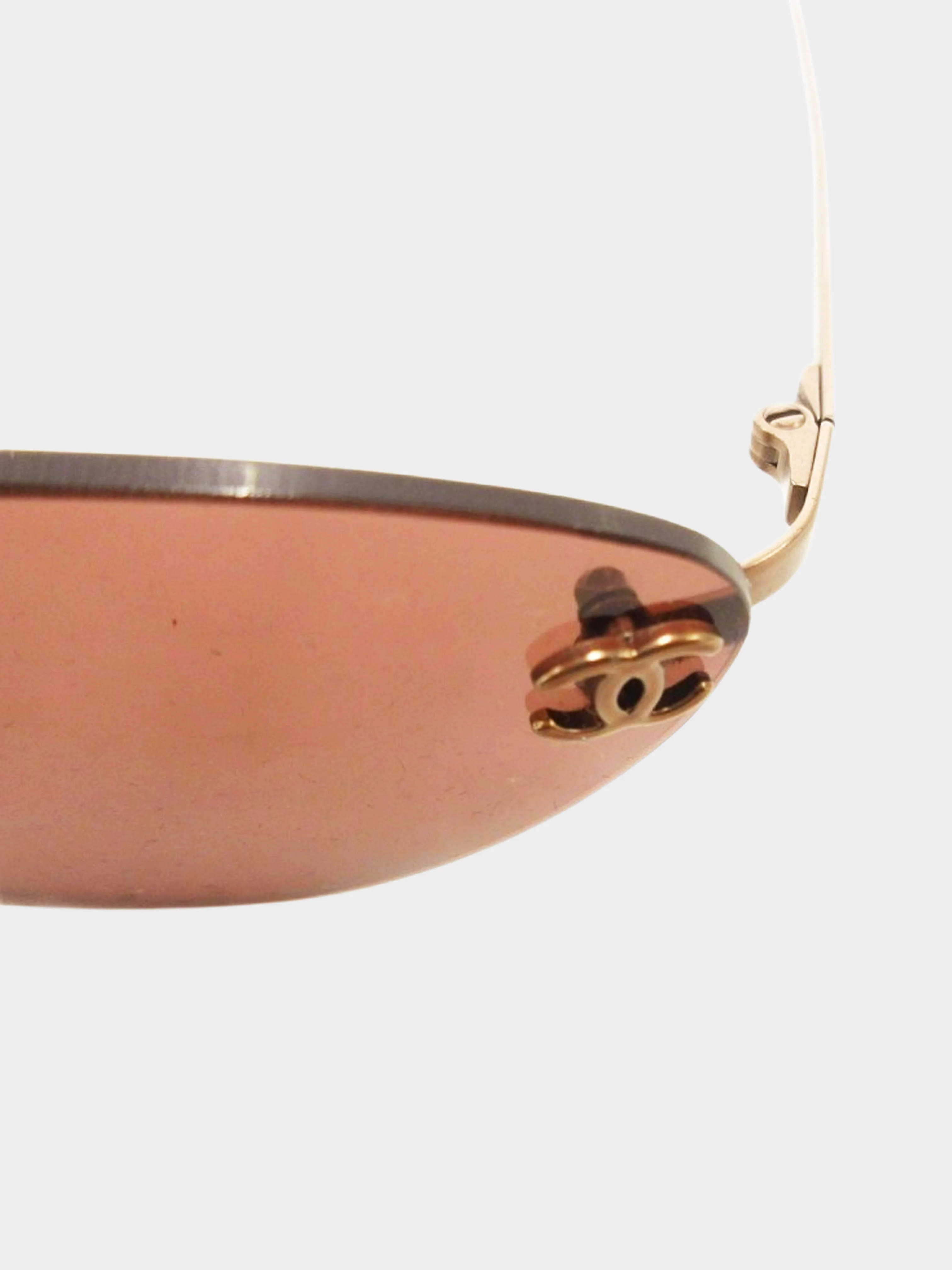 Chanel 2000s Brown Rimless CC 4003 Oval Sunglasses - Image 4