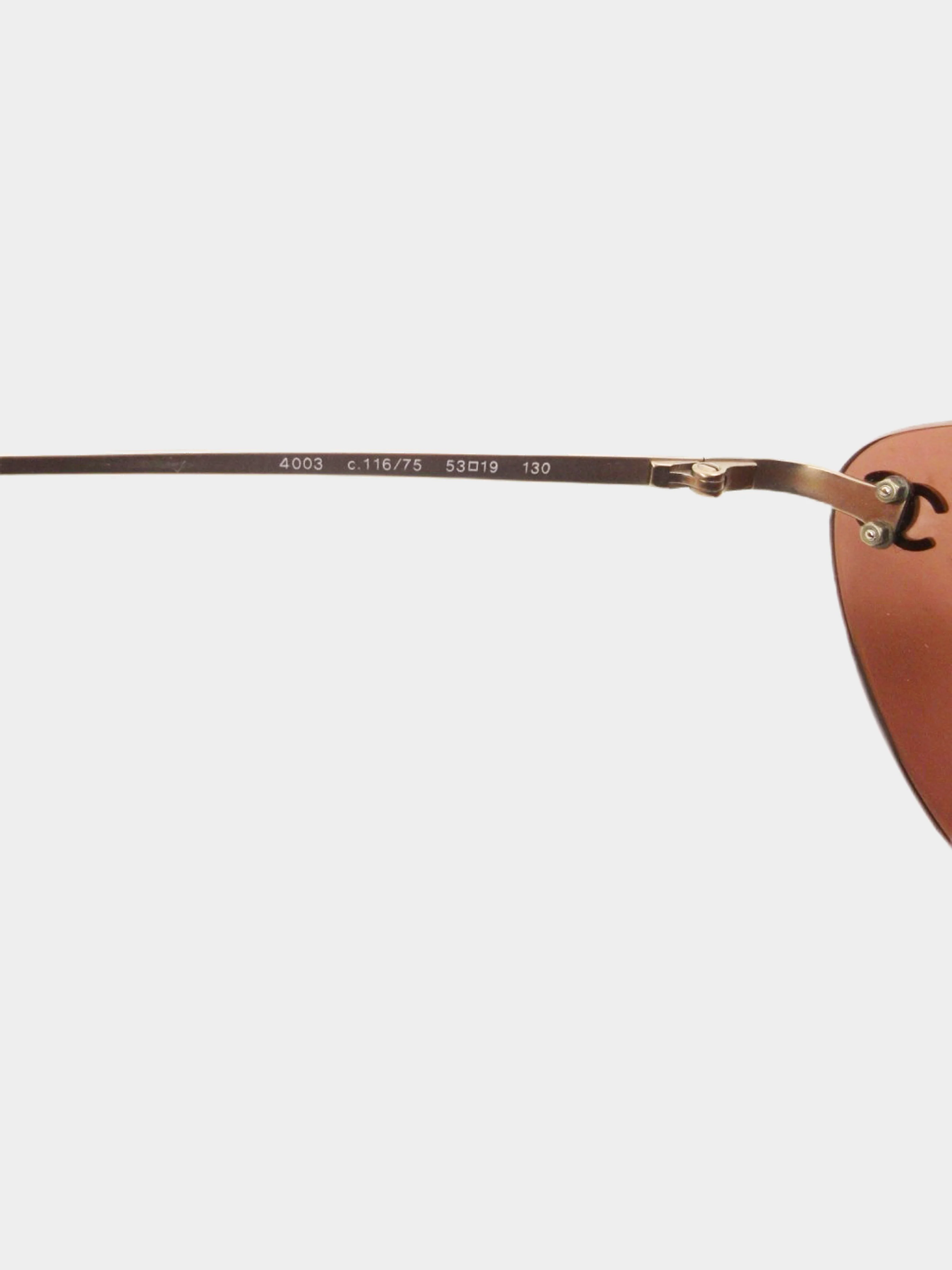 Chanel 2000s Brown Rimless CC 4003 Oval Sunglasses - Image 5