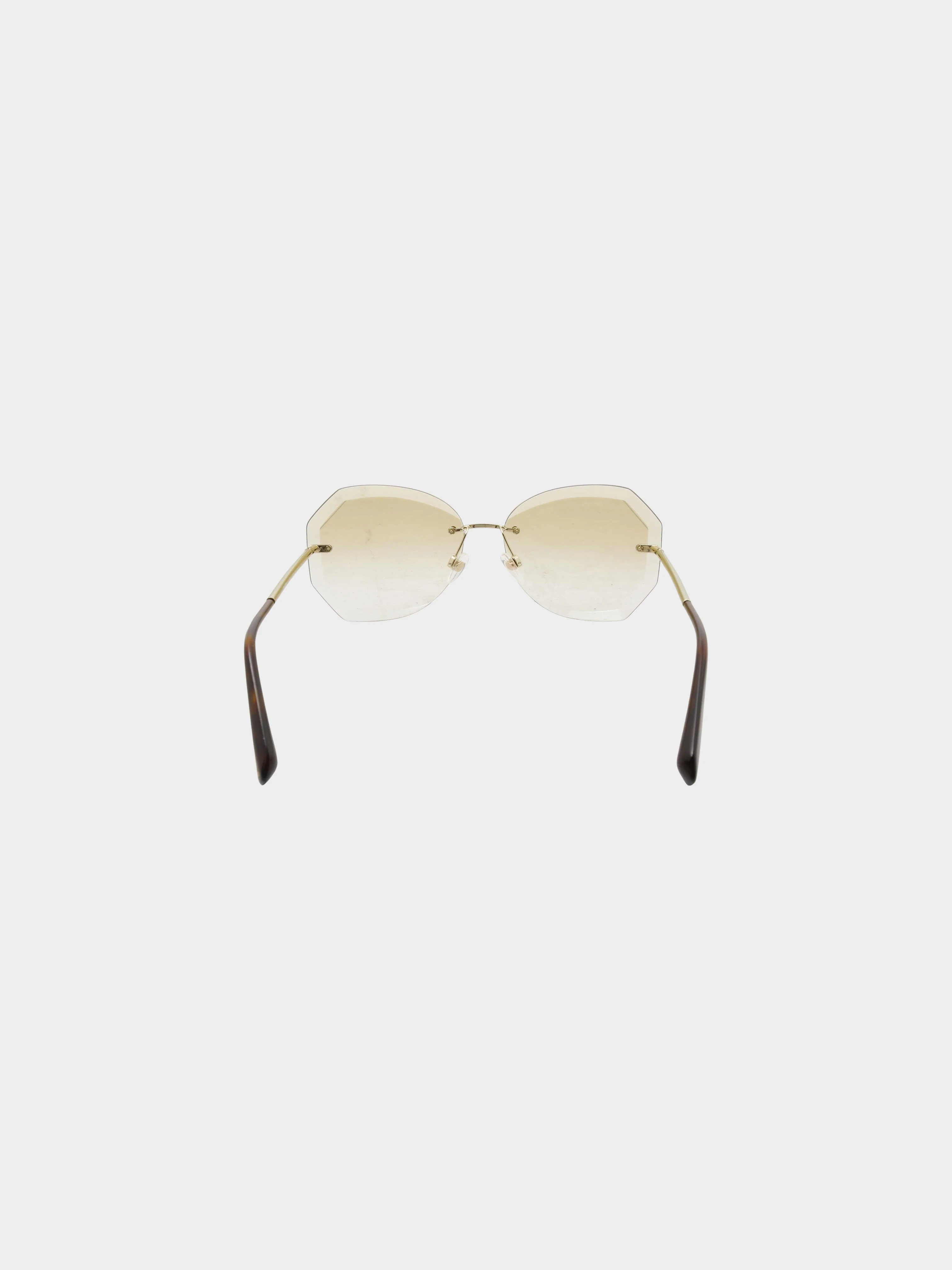 Chanel 2000s Brown Round Rimless Sunglasses - Image 3
