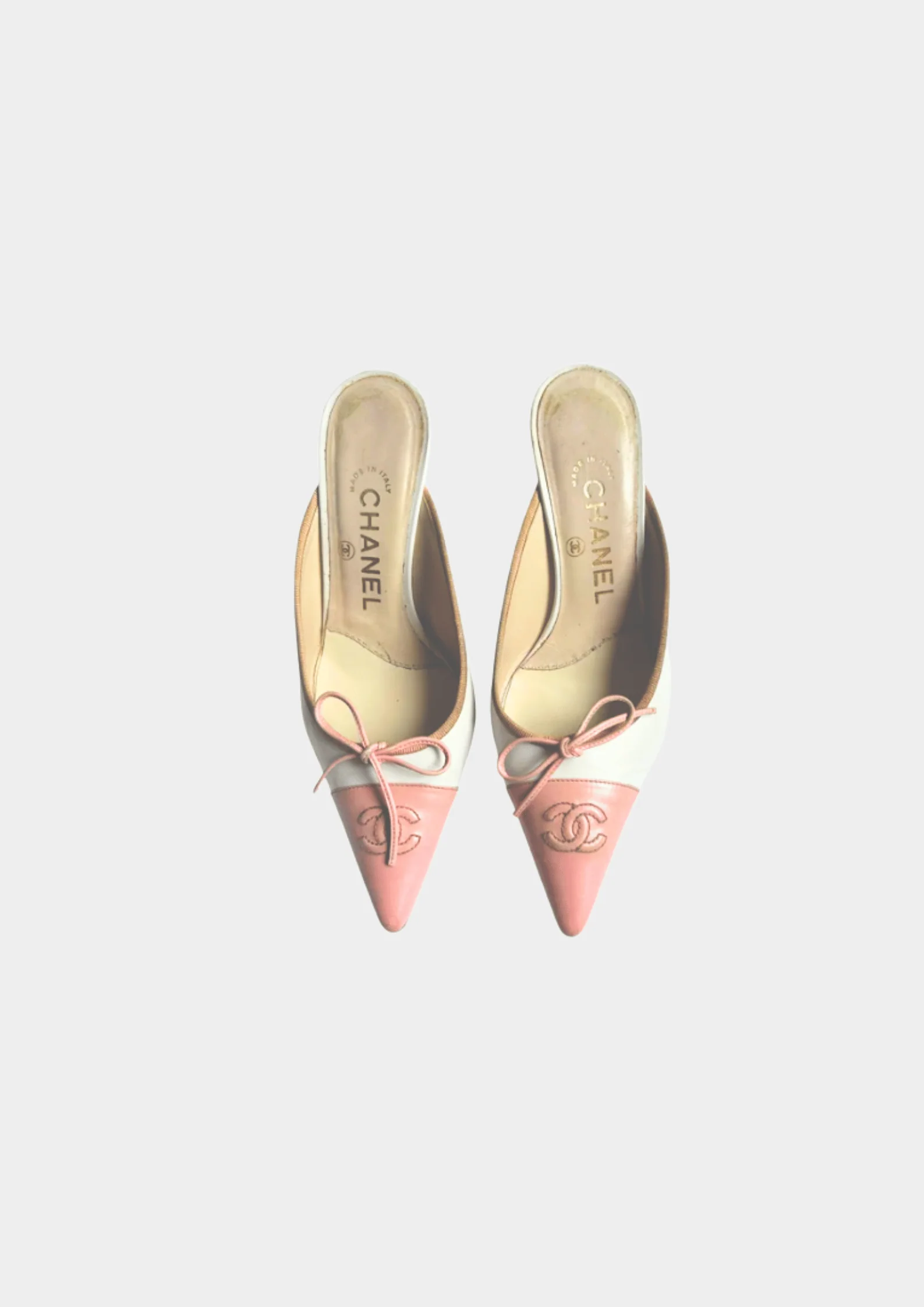 Chanel 2000s CC Interlocking Pink Toe Mules - Image 2