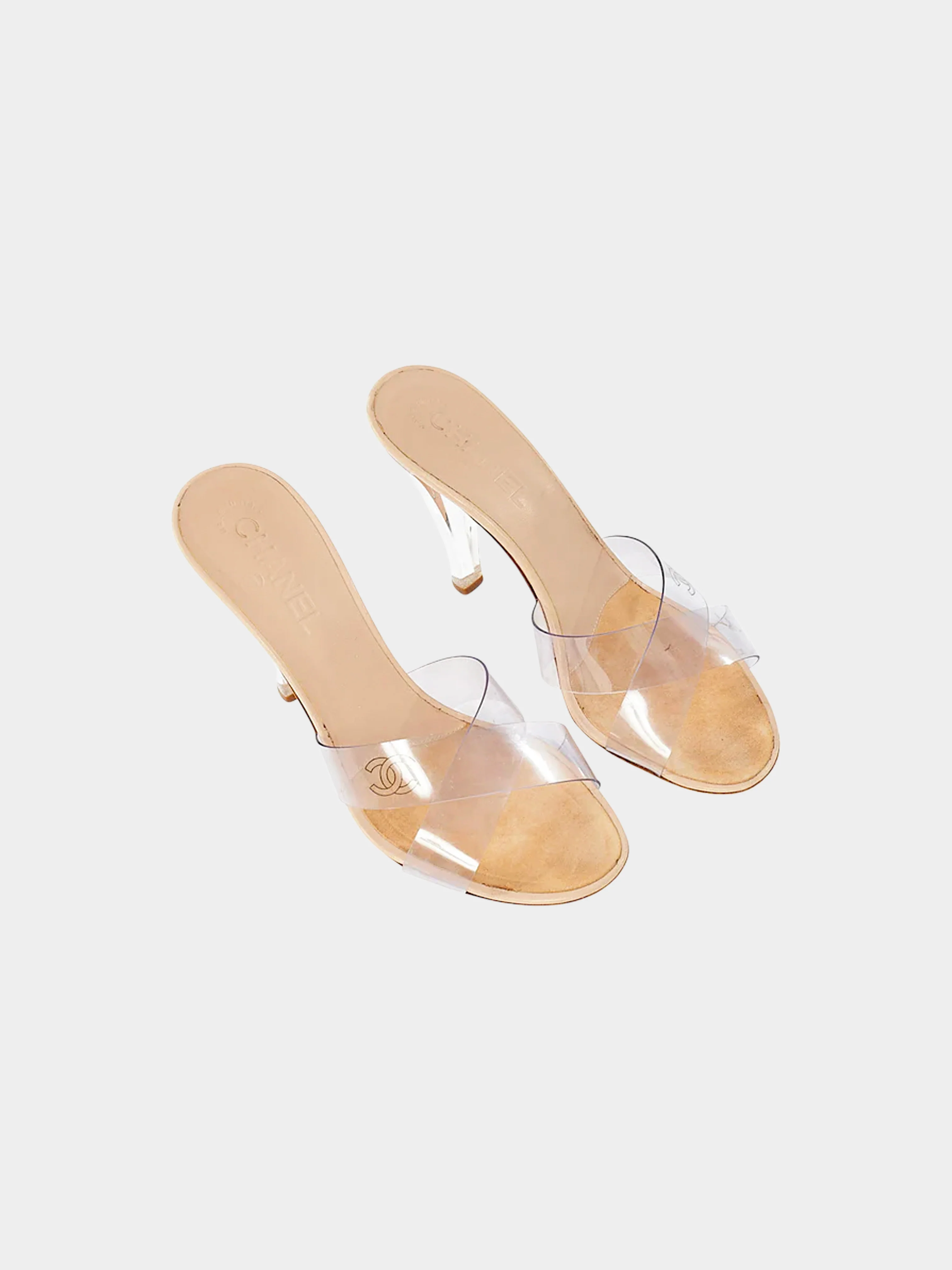 Chanel 2000s Clear PVC Crisscross Strap Heels - Image 2